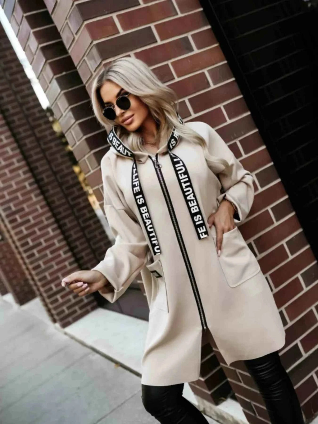 Full Size Casual Zip-Up Hoodie - Longline Hooded Jacket - Nico`s Store