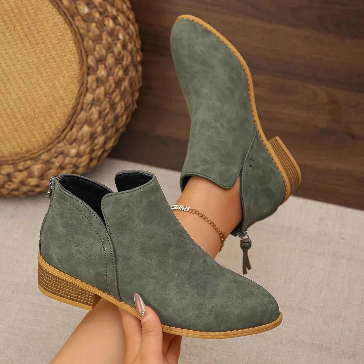 Pointed Toe Block Heel Boots for Stylish Comfort