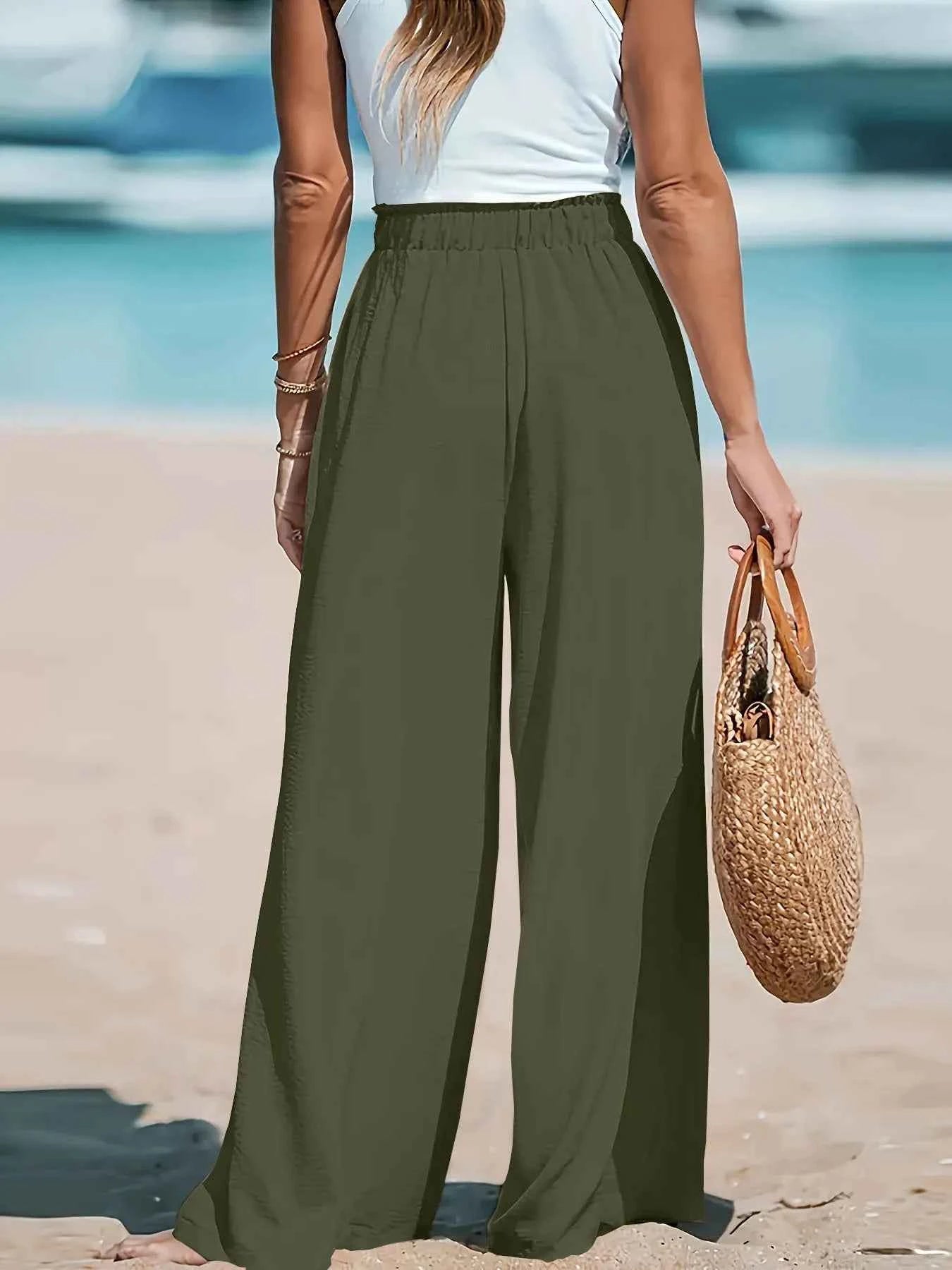 Full Size Wide Leg Pants with Drawstring Waist - Nico`s Store