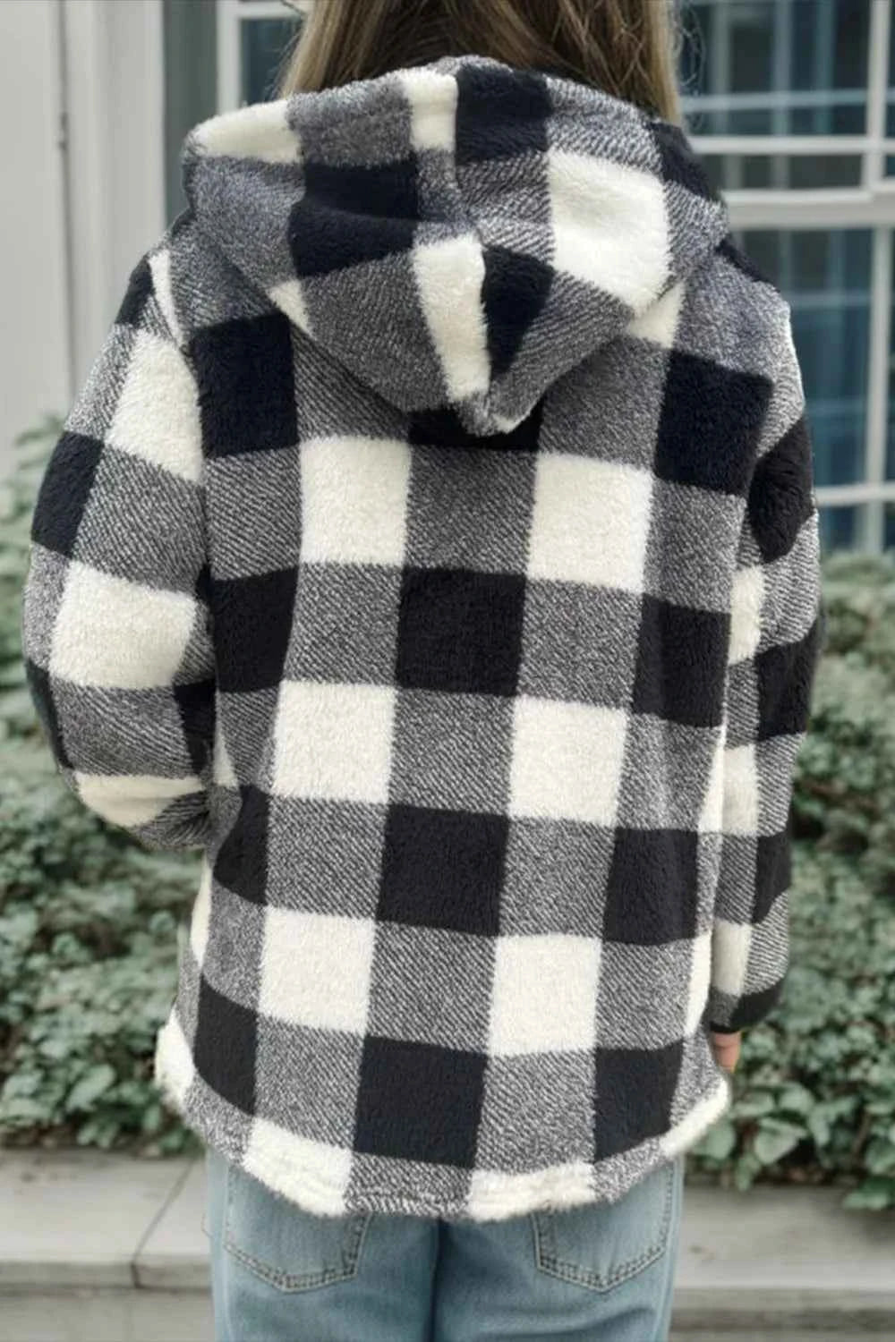 Double Take Full Size Plaid Hooded Coat - Nico`s Store