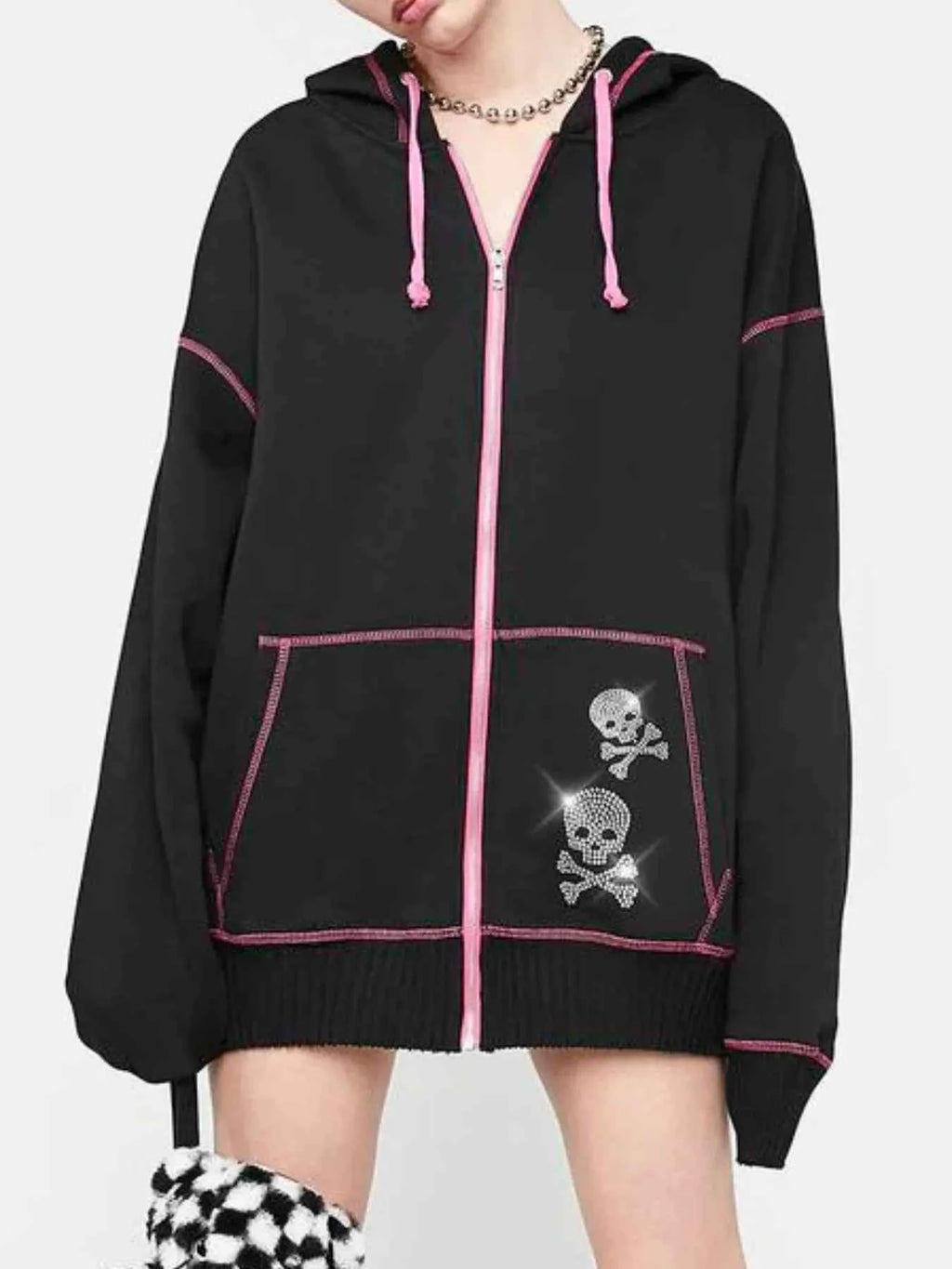 Halloween Zip-Up Hoodie with Drawstring Design - Nico`s Store