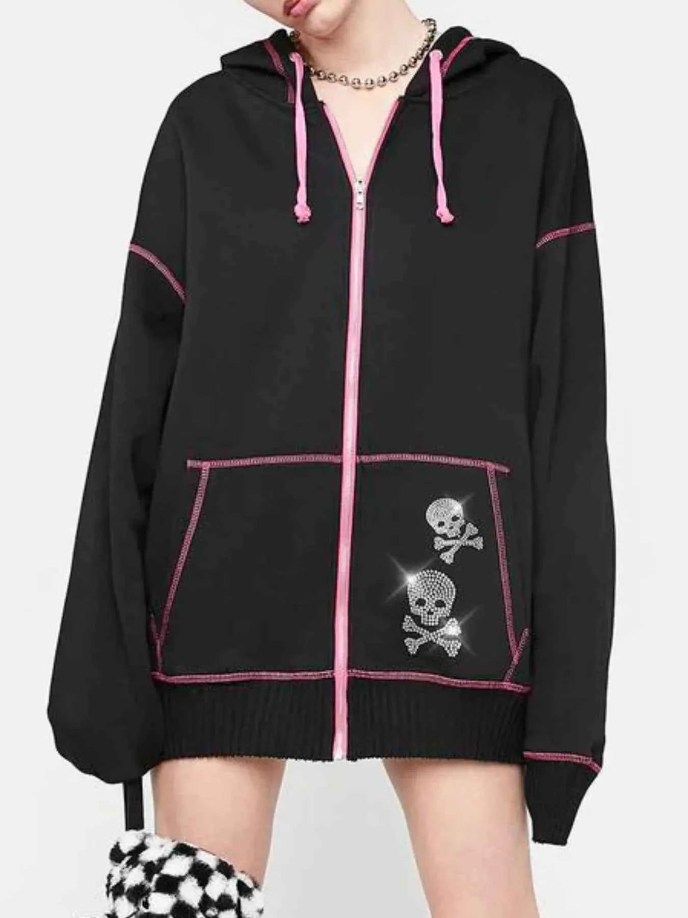 Halloween Zip-Up Hoodie with Drawstring Design - Nico`s Store