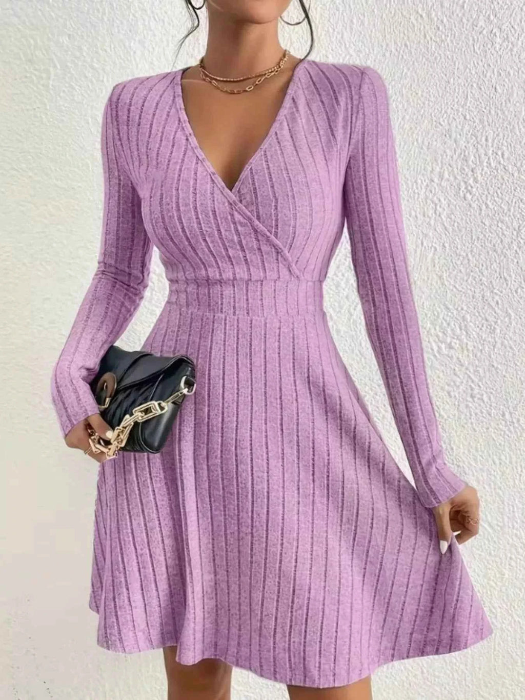 Ribbed Knit Wrap Dress for Effortless Style and Comfort