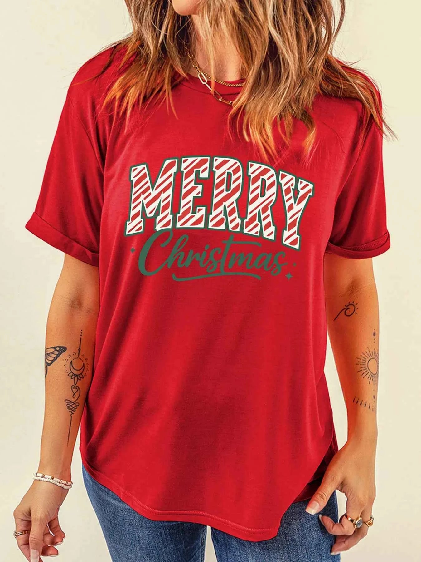 Merry Christmas Tee - Short Sleeve Graphic Tee for Festive Cheer in Style