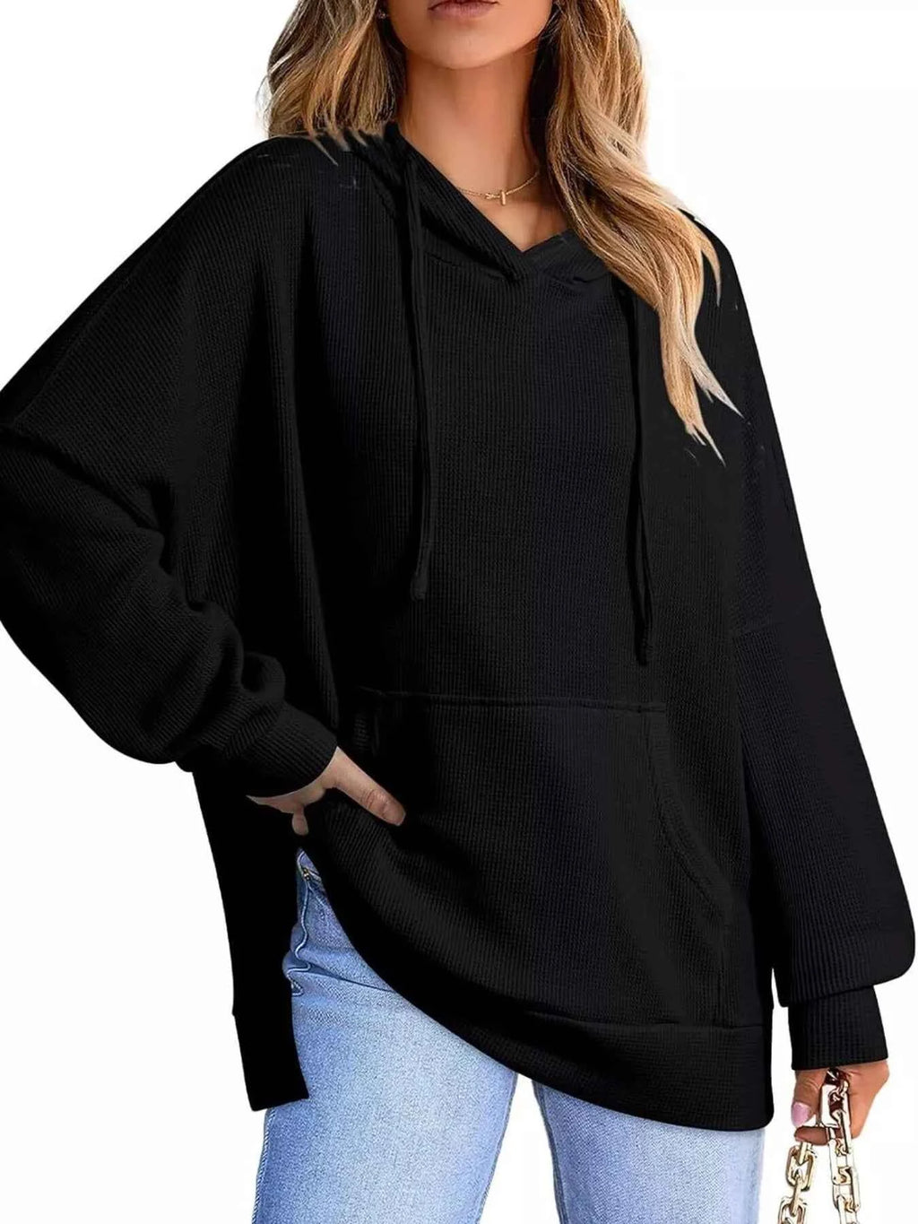 High-Low Hoodie with Kangaroo Pocket - Nico`s Store