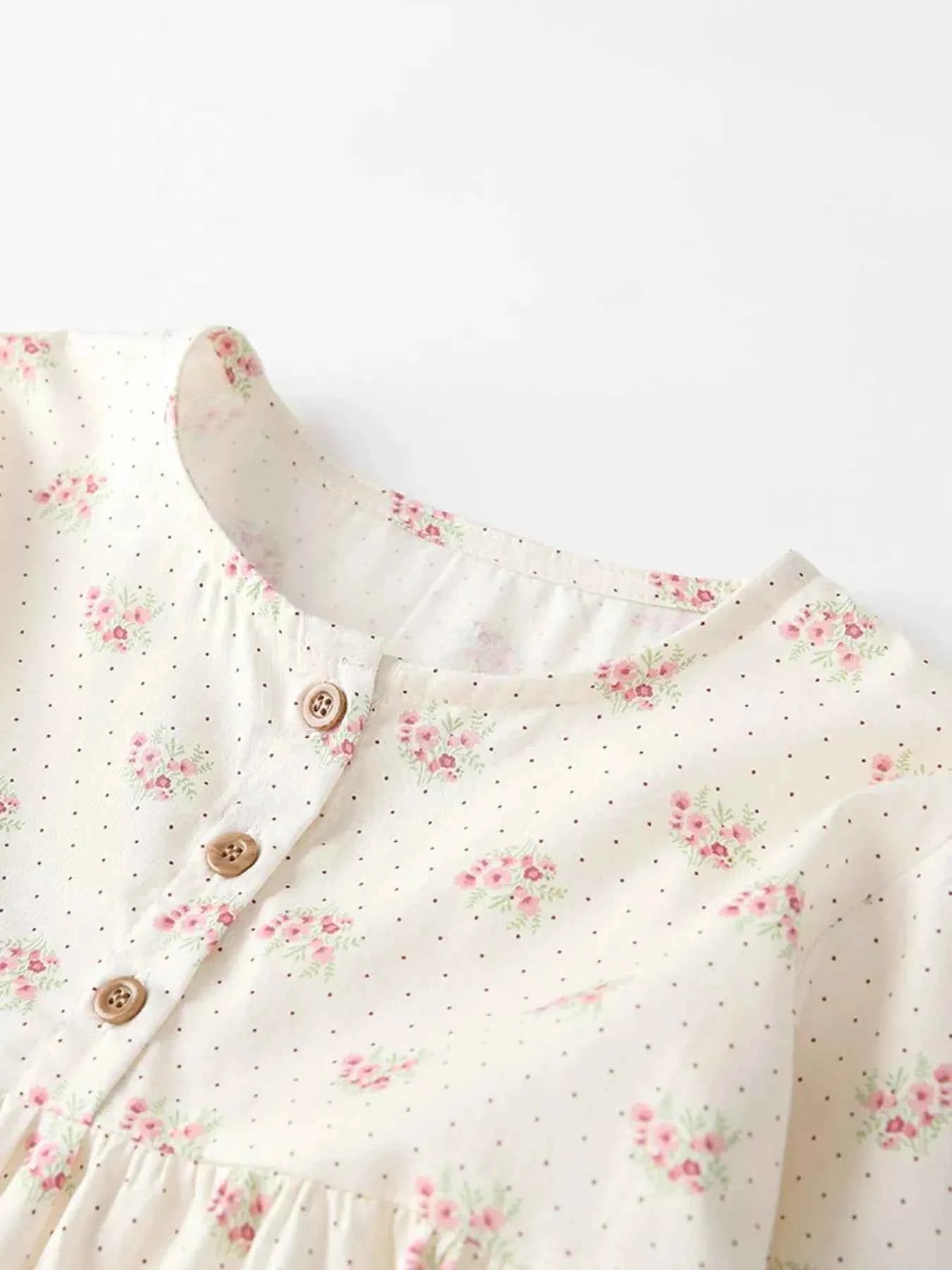 Children's Floral Dress - Long Sleeve Casual Dress for Girls