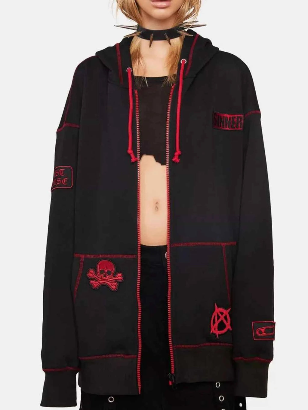 Halloween Zip-Up Hoodie with Drawstring Design - Nico`s Store