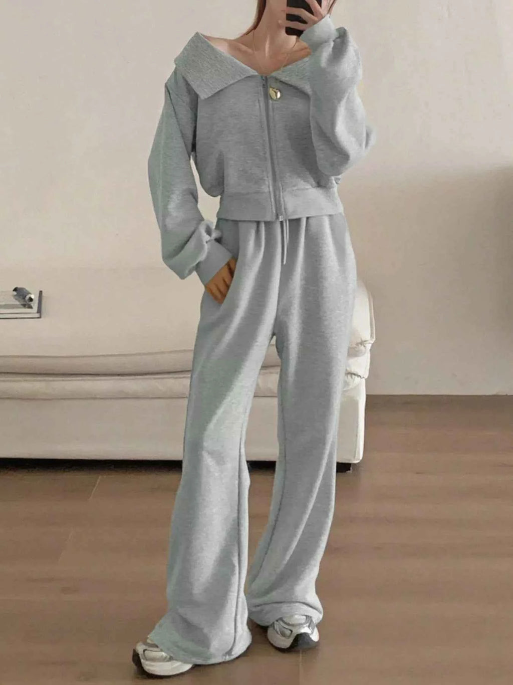 Zip Up Long Sleeve Set with Pants - Nico`s Store