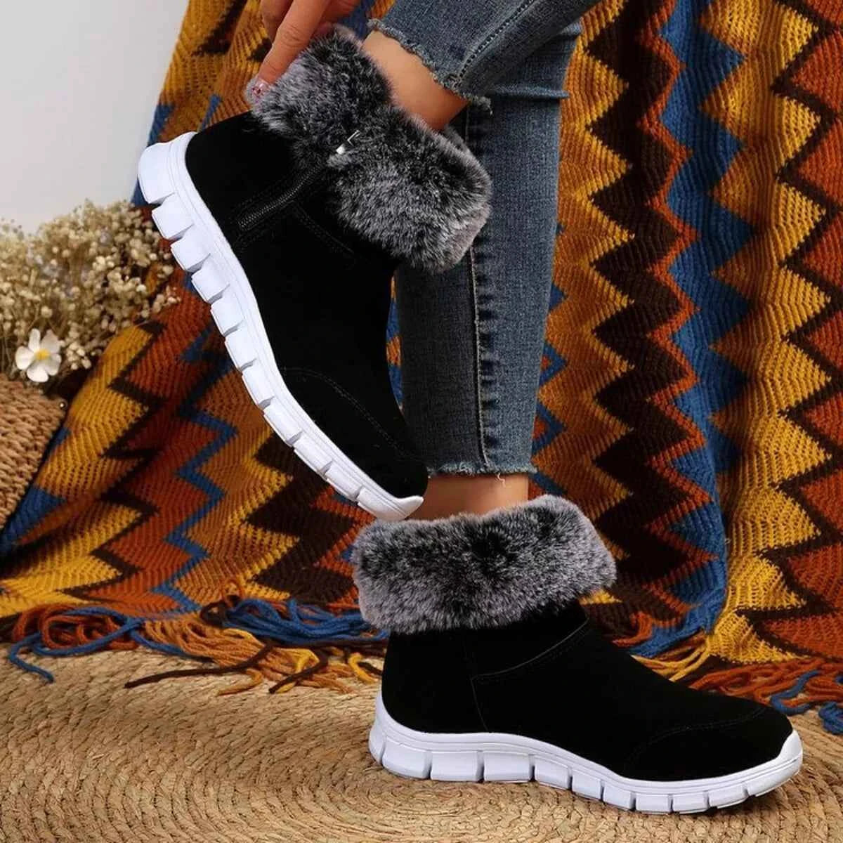 Side Zip Faux Fur Boots from Nico's store - Nico`s Store