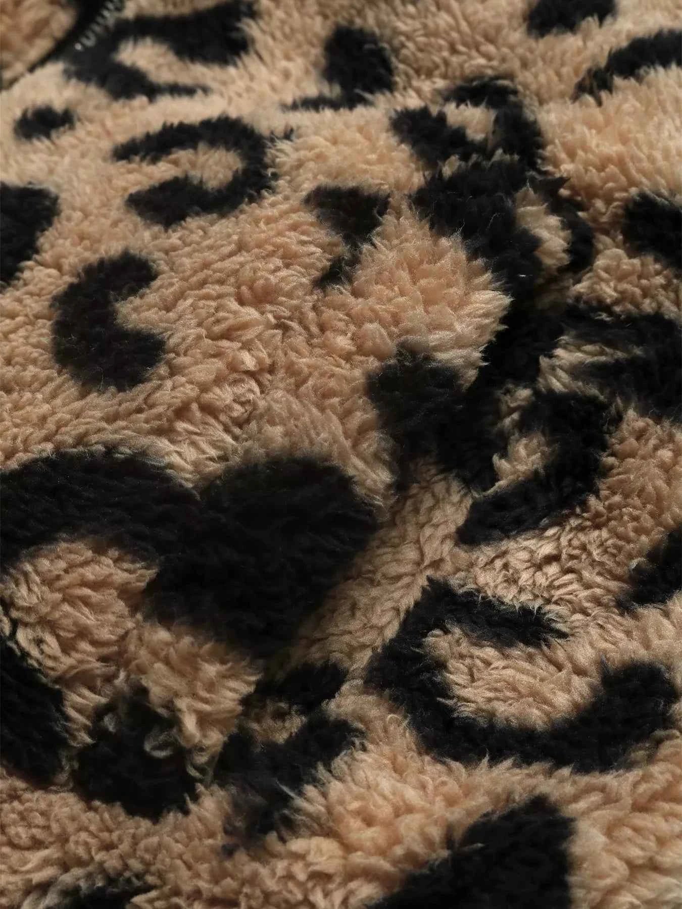 Leopard Fleece Jacket - Stylish Zip Up Design - Nico`s Store