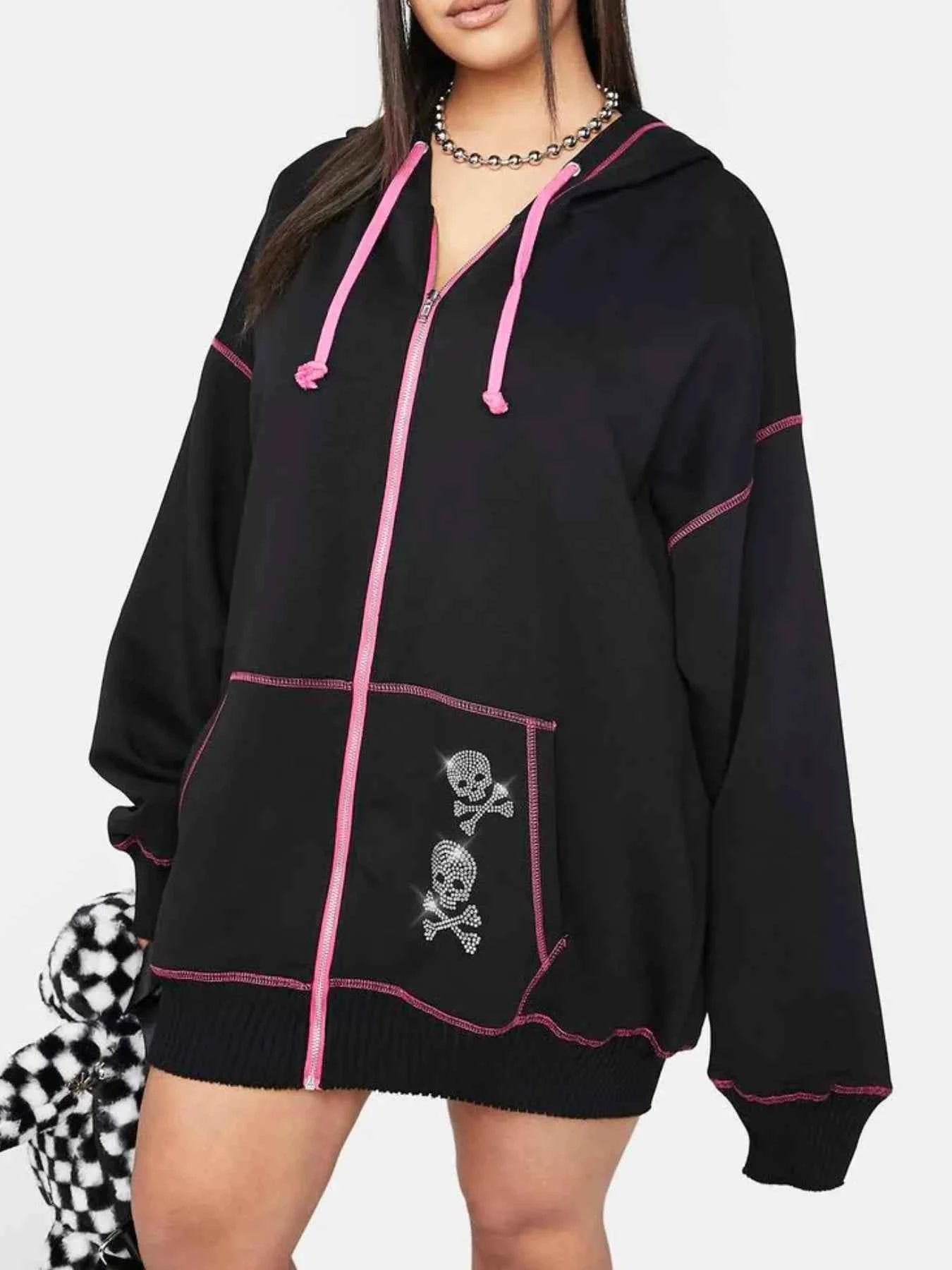 Halloween Zip-Up Hoodie with Drawstring Design - Nico`s Store