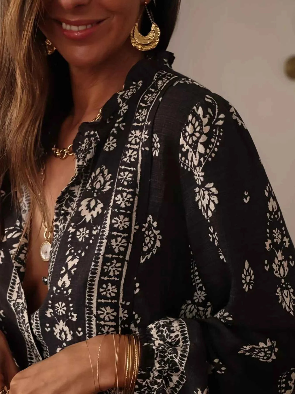 Printed Long Sleeve Blouse