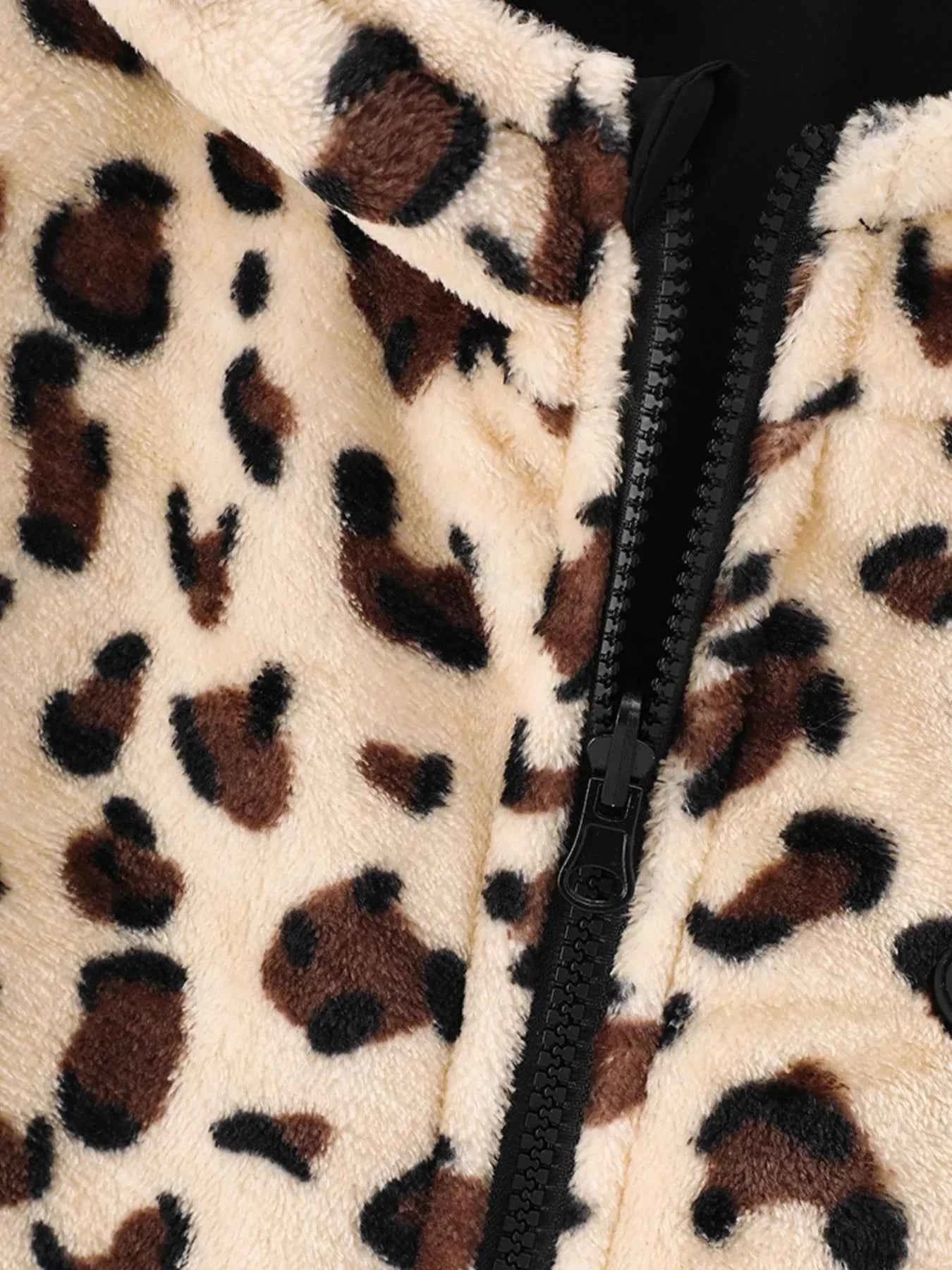 Children's Warm Leopard Jacket with Hood and Lined Interior - Nico`s Store