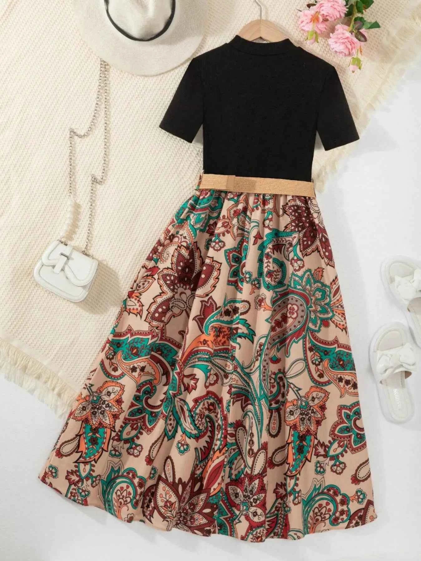 Children's Short Sleeve Dress with Fun Prints - Nico`s Store