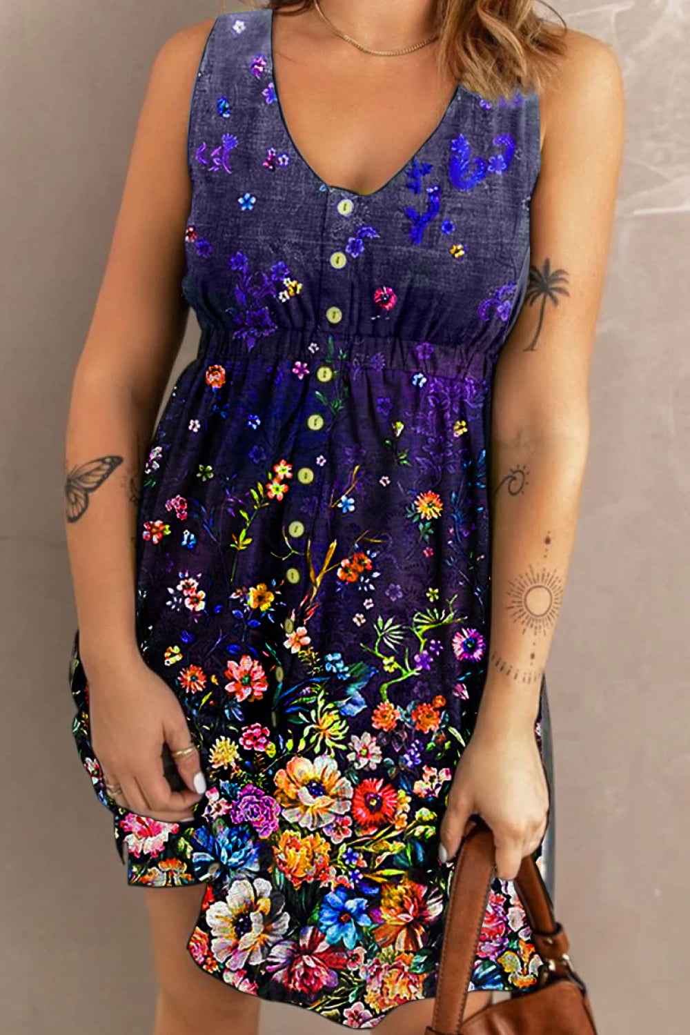 Scoop Neck Buttoned Magic Dress with Pockets - Double Take Sleeveless Style