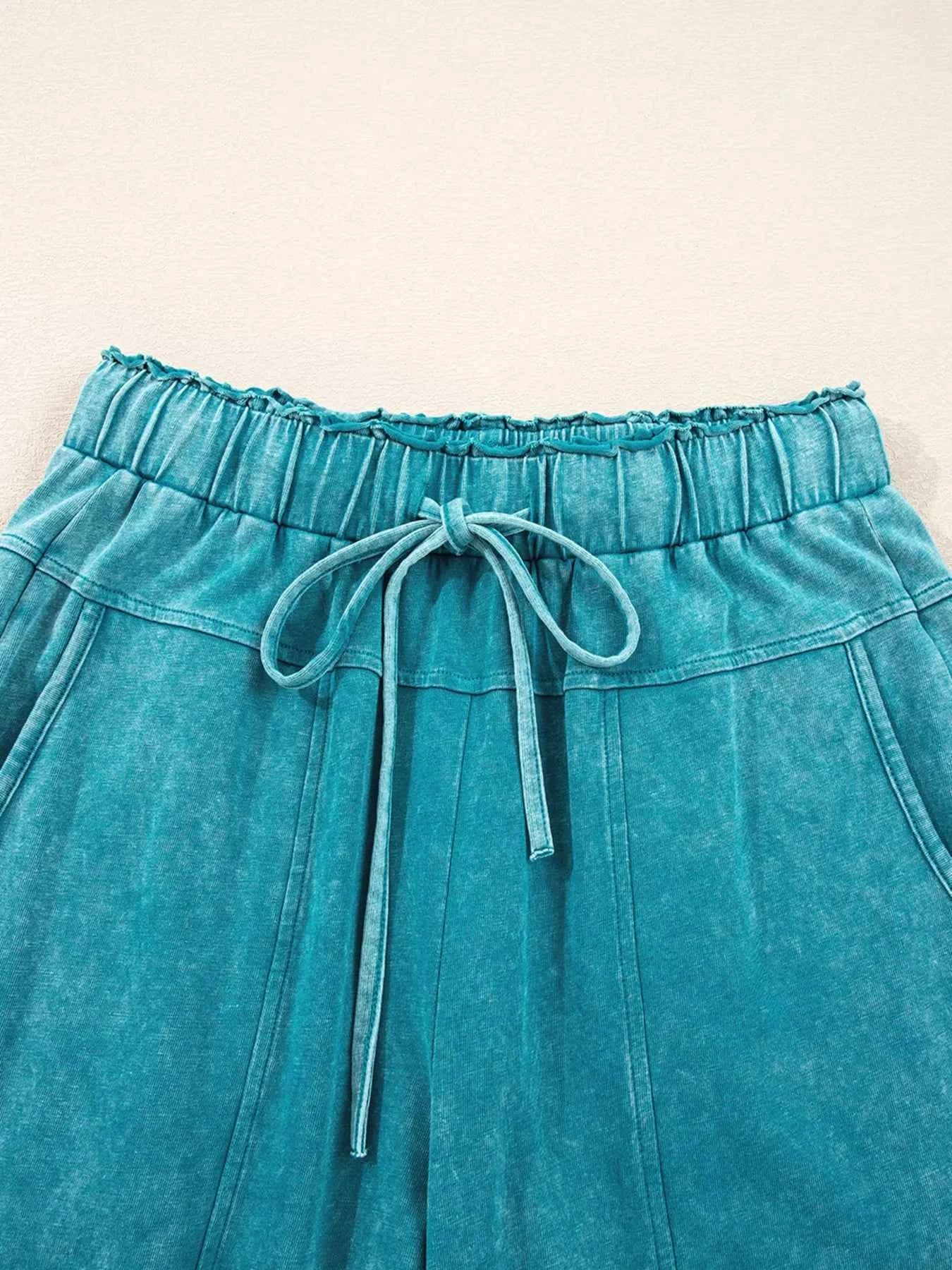 Mineral Wash High Waist Pants with Patched Pockets for Stylish Comfort - Nico`s Store