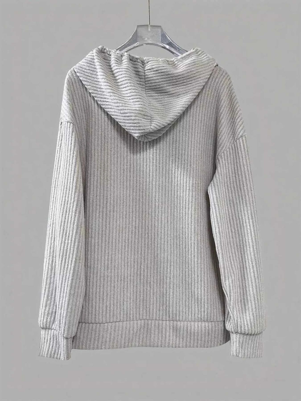 Button-Front Drawstring Hoodie