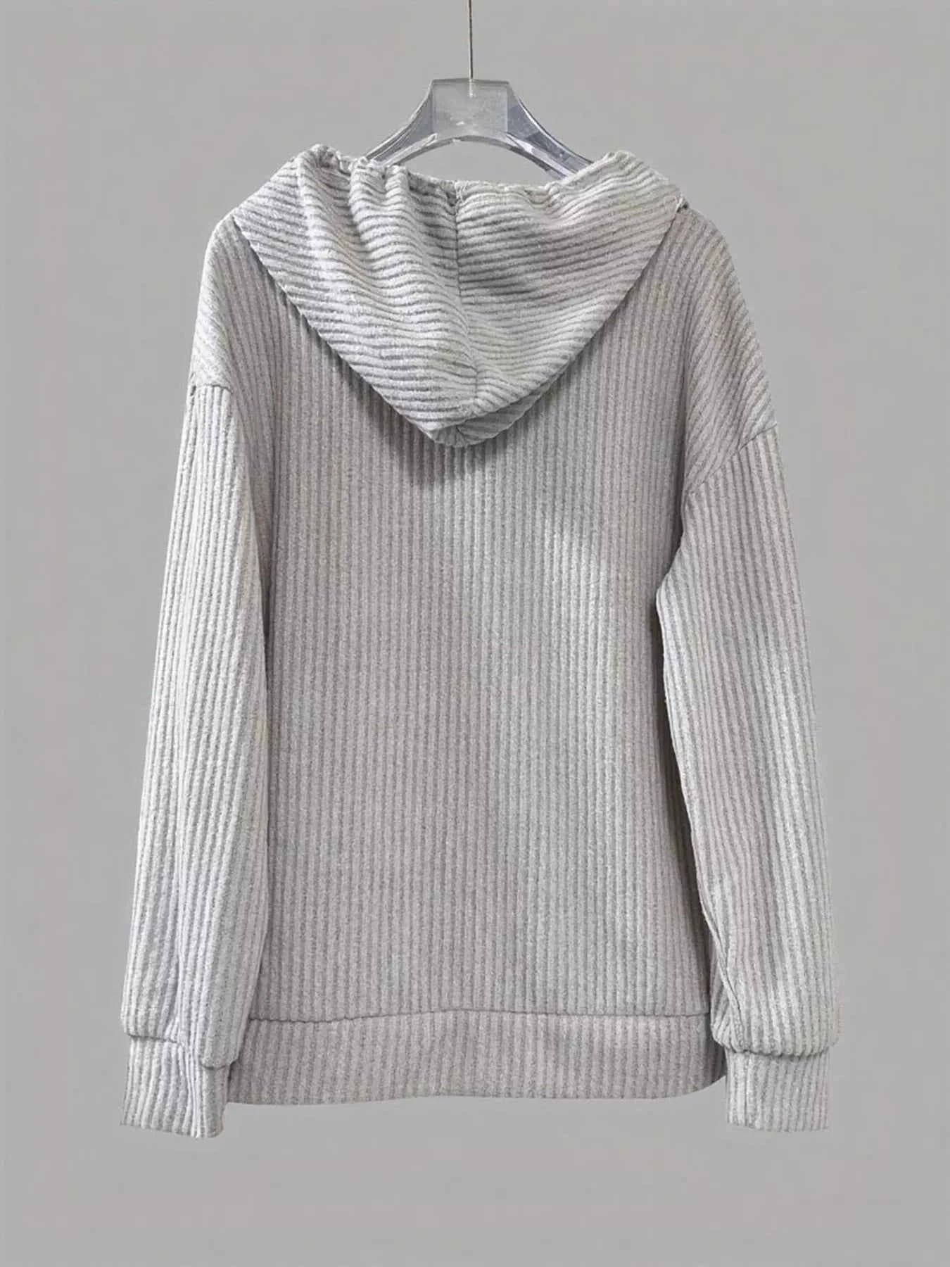 Button-Front Drawstring Hoodie