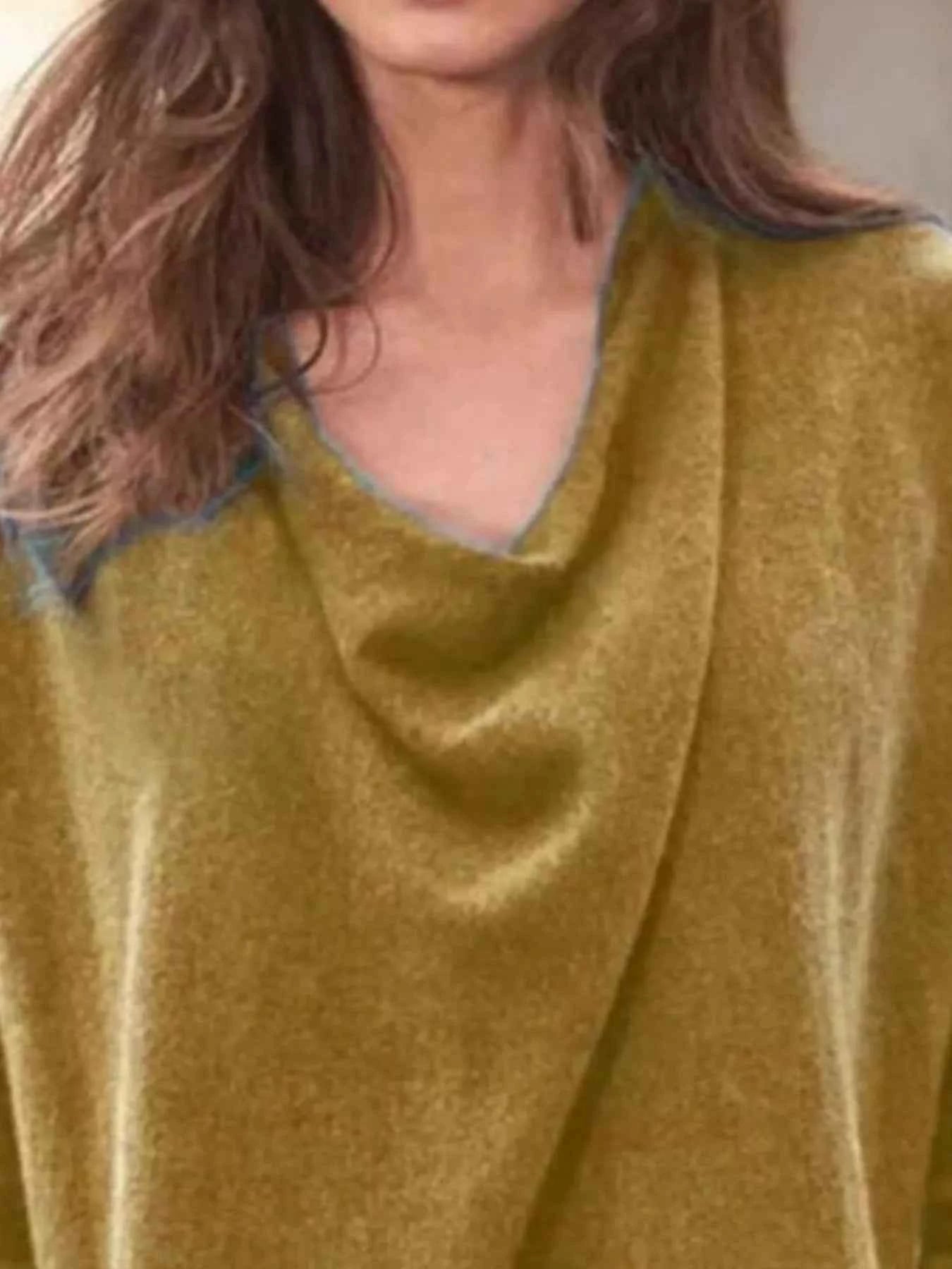 Full Size Plus Size Cowl Neck Long Sleeve Top - Perfectly Flattering Plus Size Cowl Neck Top