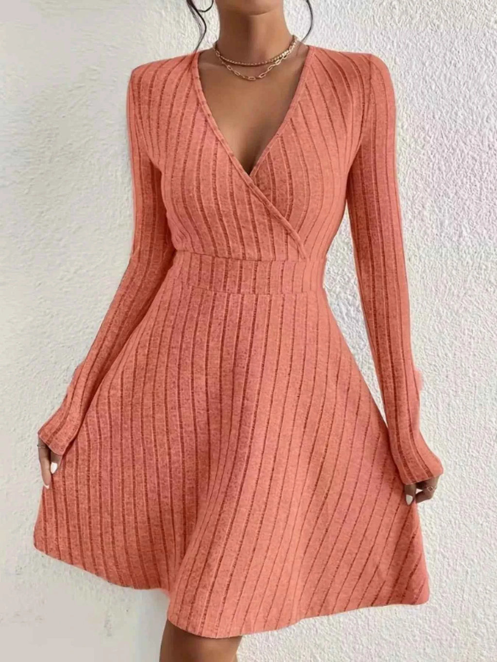 Ribbed Knit Wrap Dress for Effortless Style and Comfort