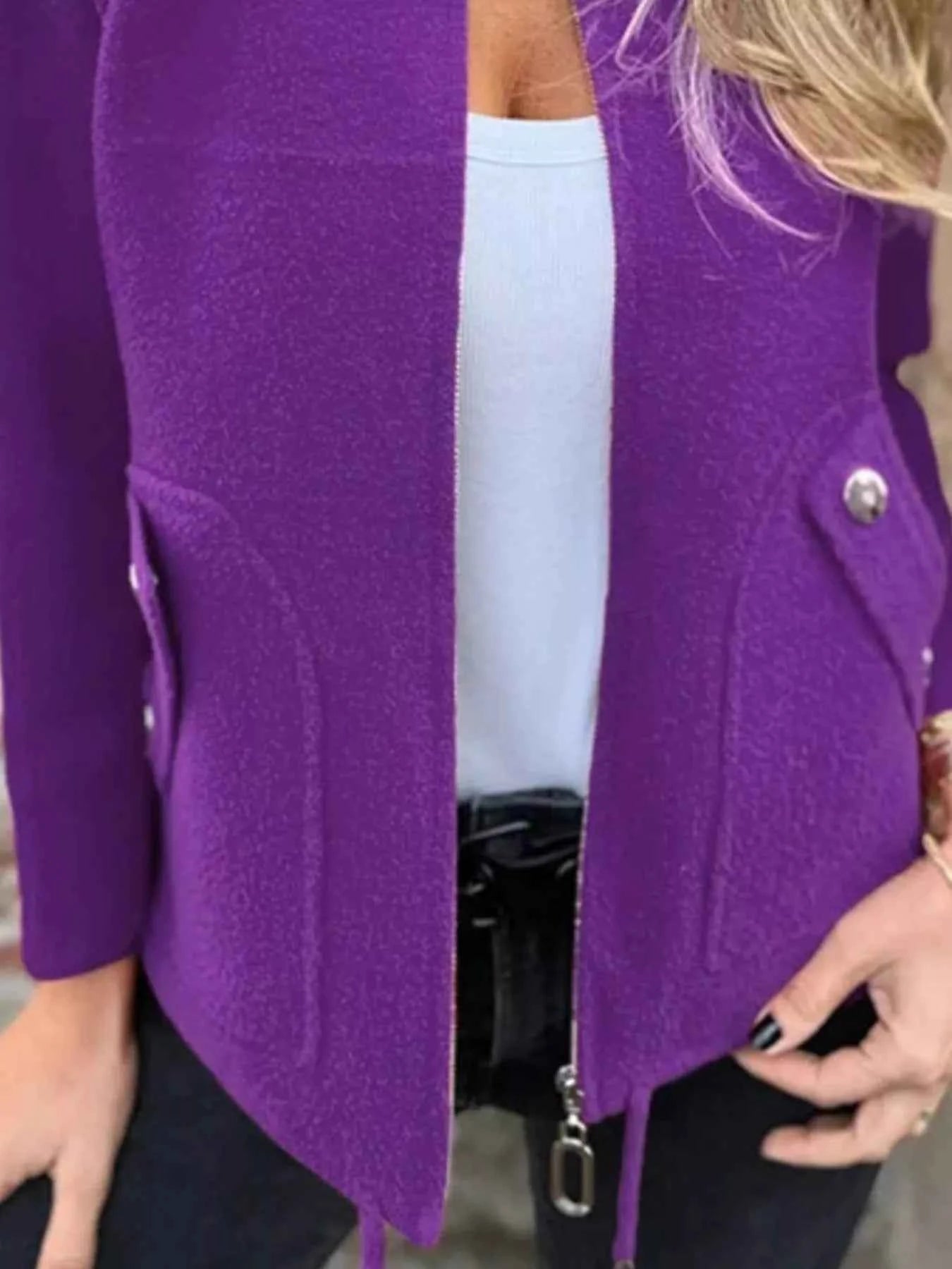 Full Size Textured Knit Zip Up Outerwear - Nico`s Store