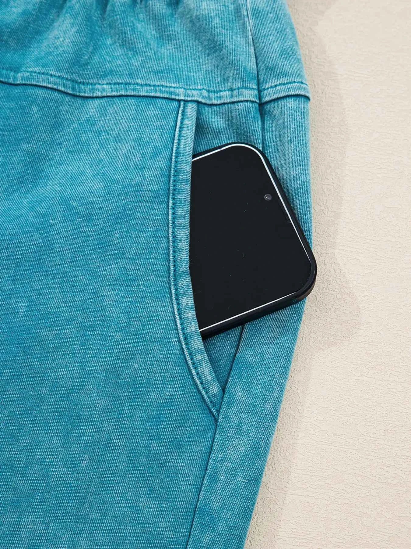 Mineral Wash High Waist Pants with Patched Pockets for Stylish Comfort - Nico`s Store