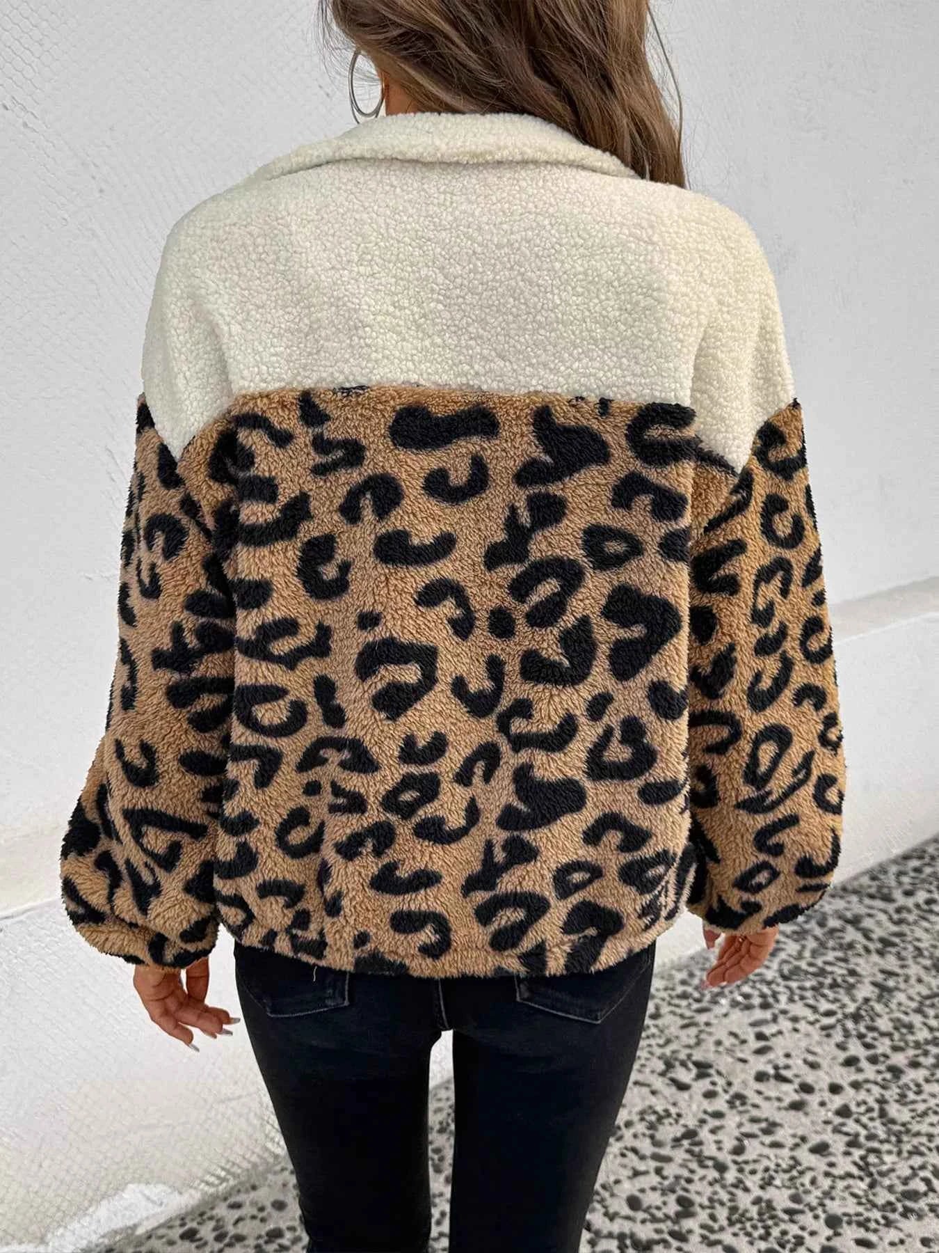 Leopard Fleece Jacket - Stylish Zip Up Design - Nico`s Store