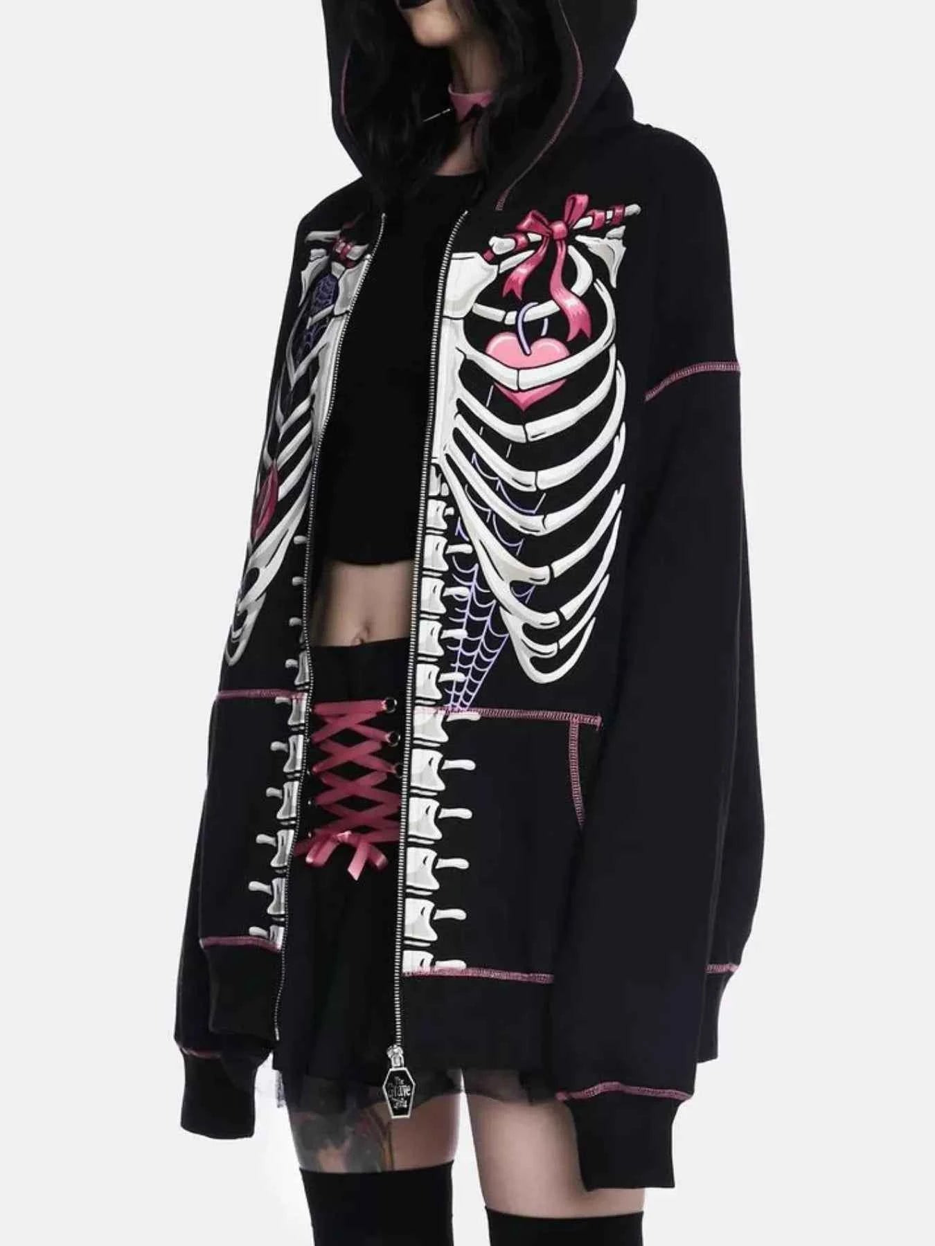Halloween Zip-Up Hoodie with Drawstring Design - Nico`s Store