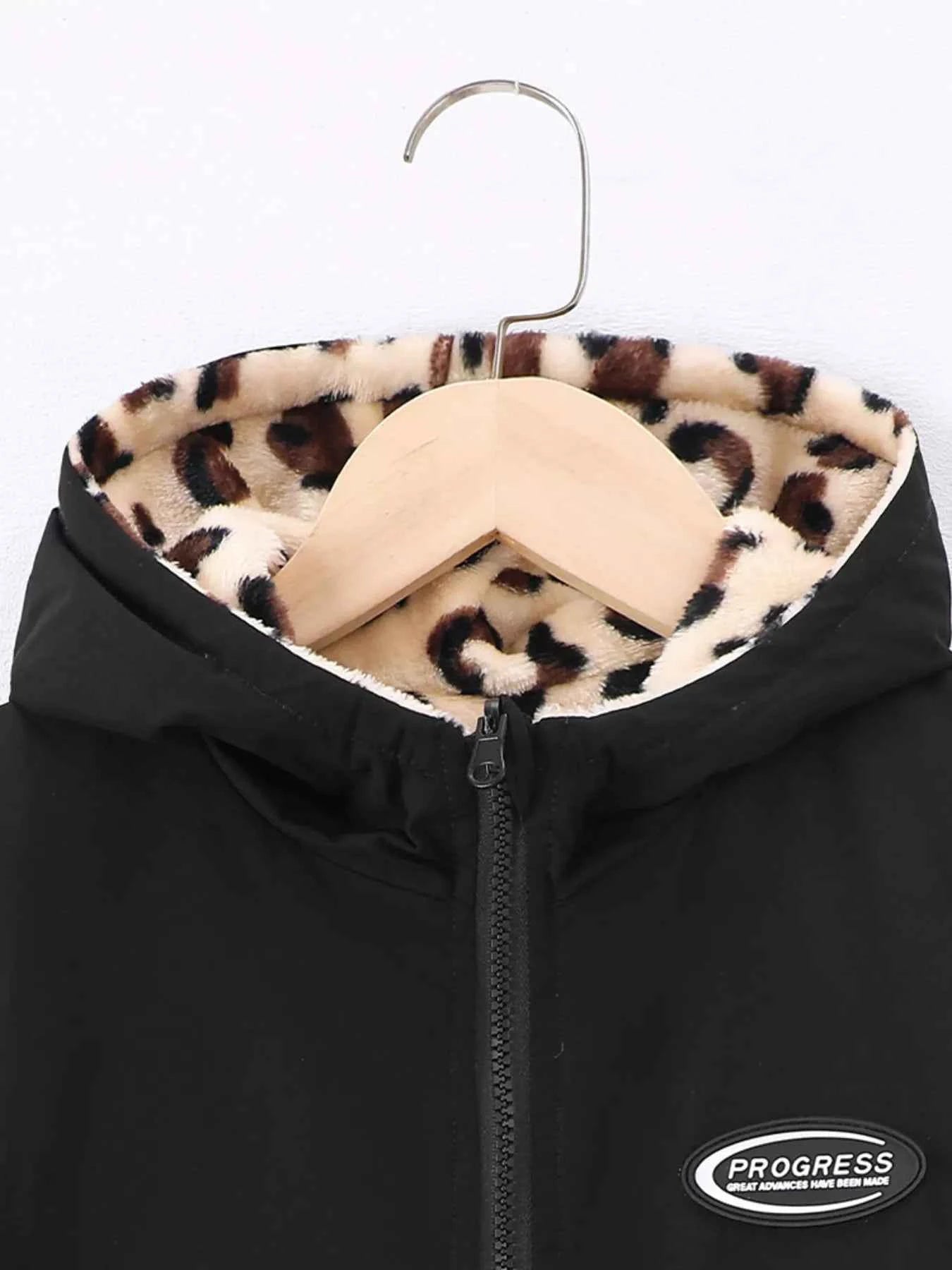 Children's Warm Leopard Jacket with Hood and Lined Interior - Nico`s Store
