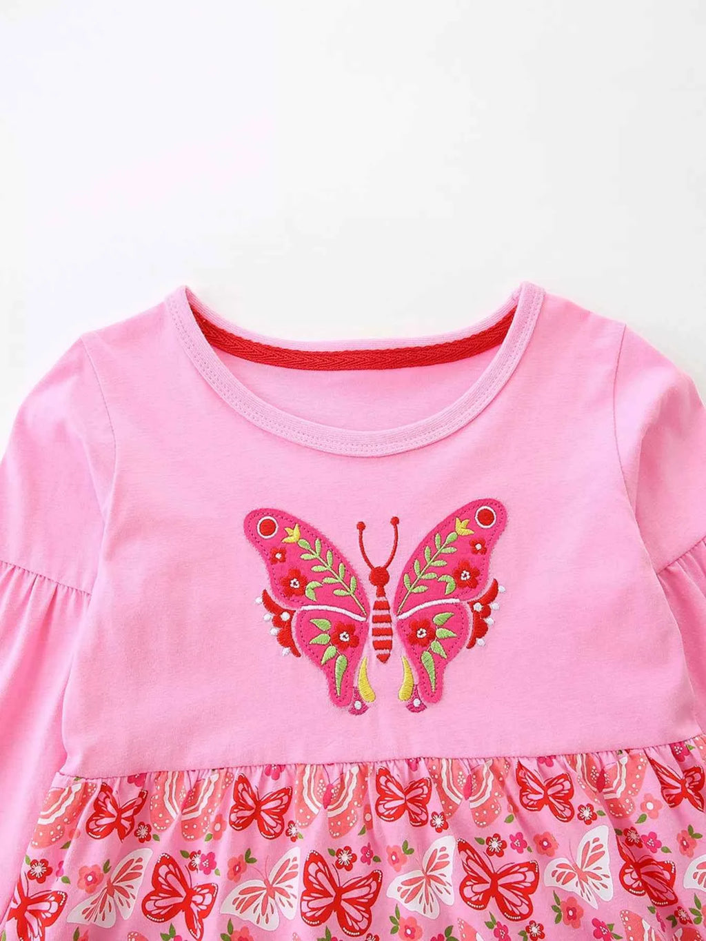 Children's Butterfly Dress - Long Sleeve Casual Dress for Girls
