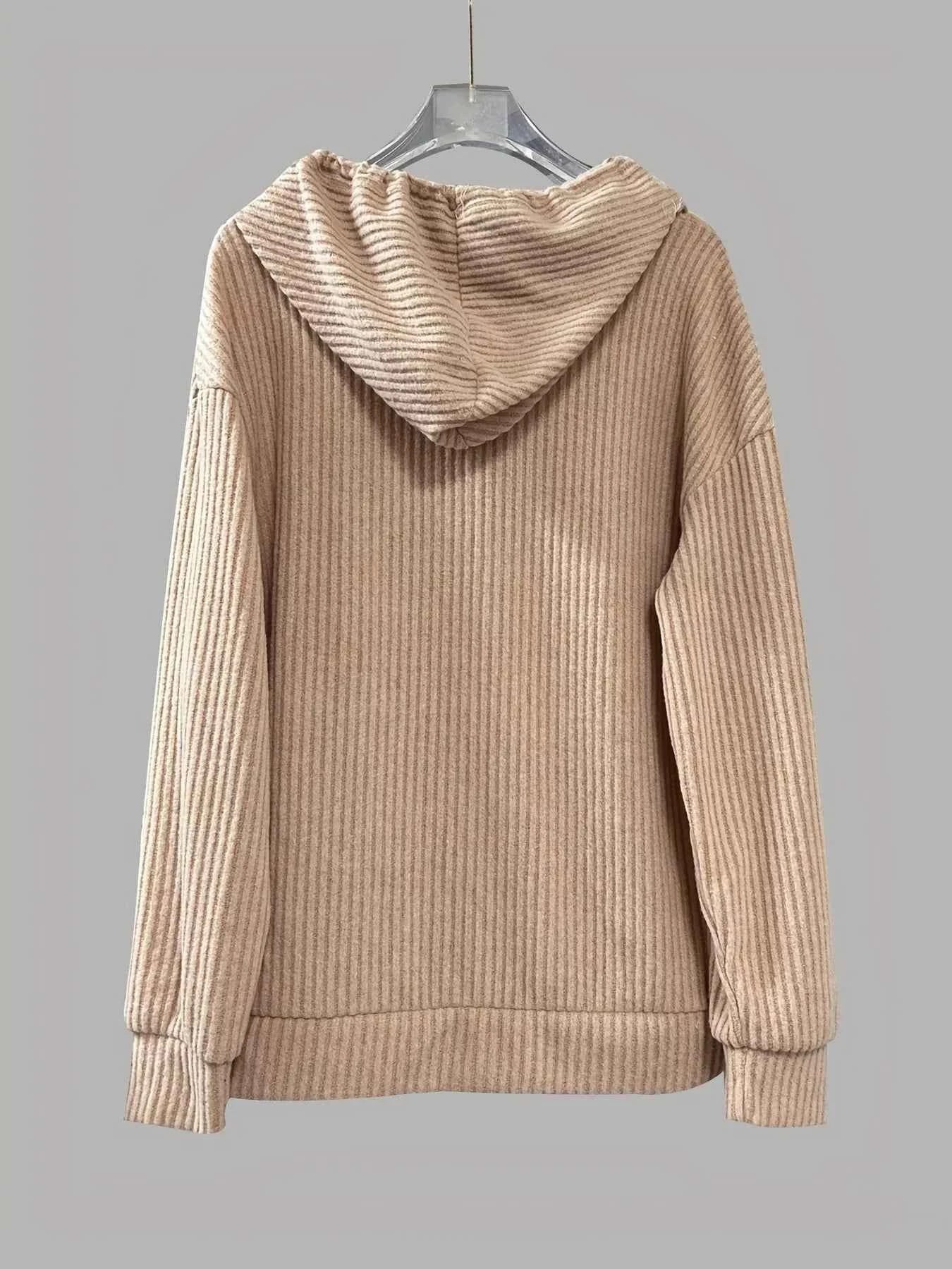 Button-Front Drawstring Hoodie