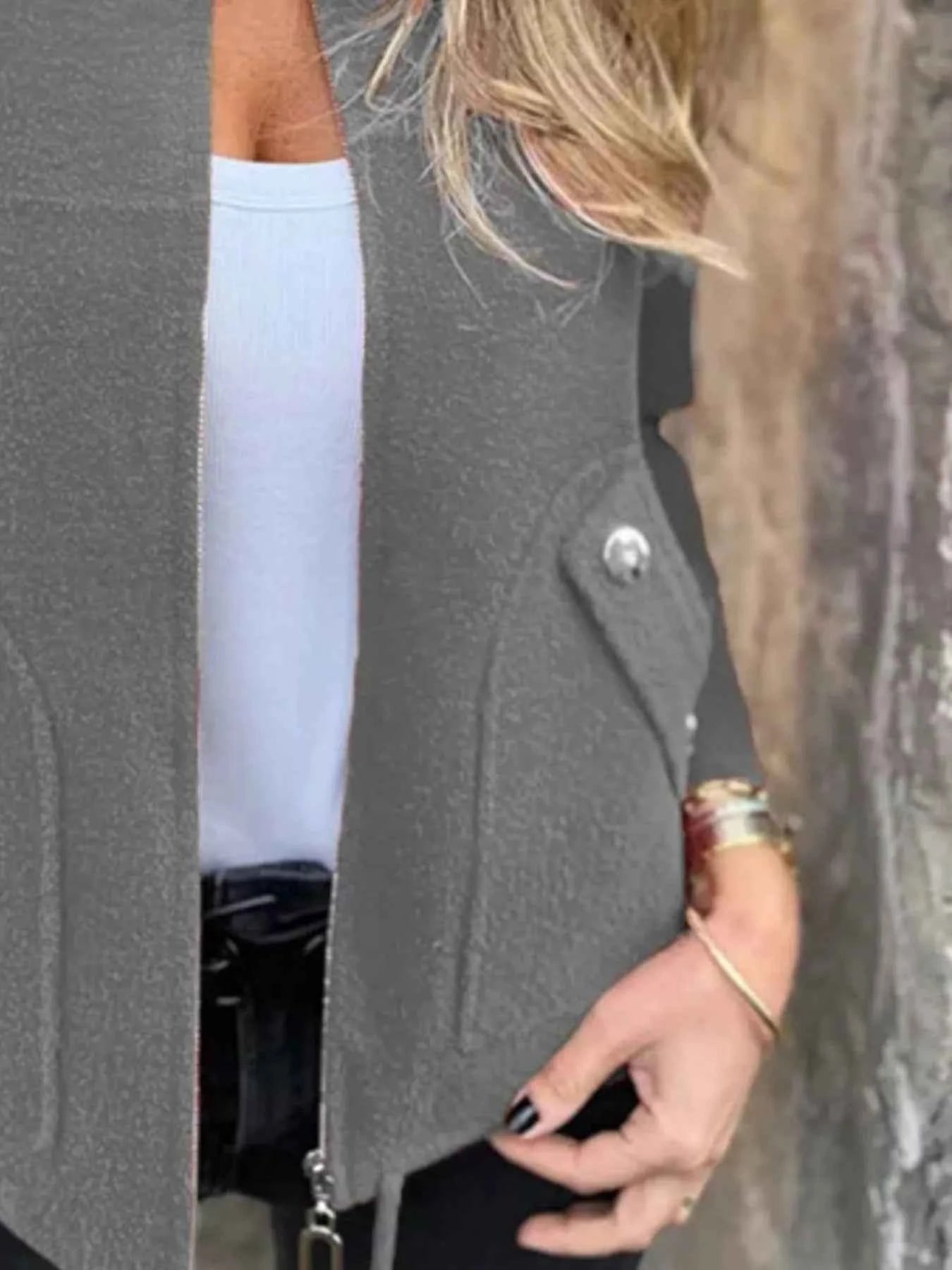 Full Size Textured Knit Zip Up Outerwear - Nico`s Store