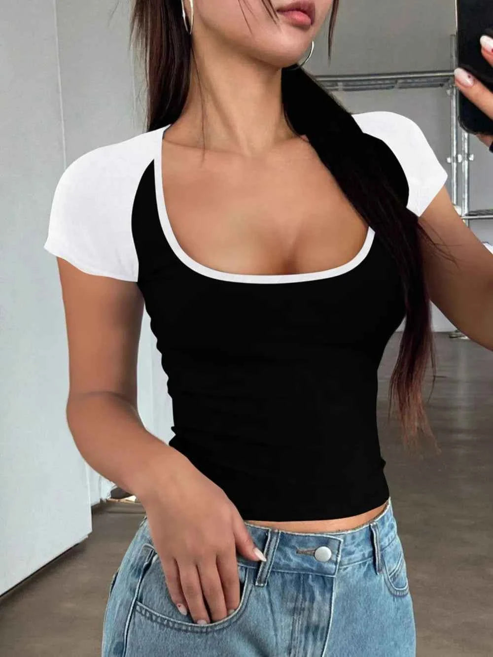 Devine Contrast T-Shirt Short Sleeve Style basic - Nico`s Store