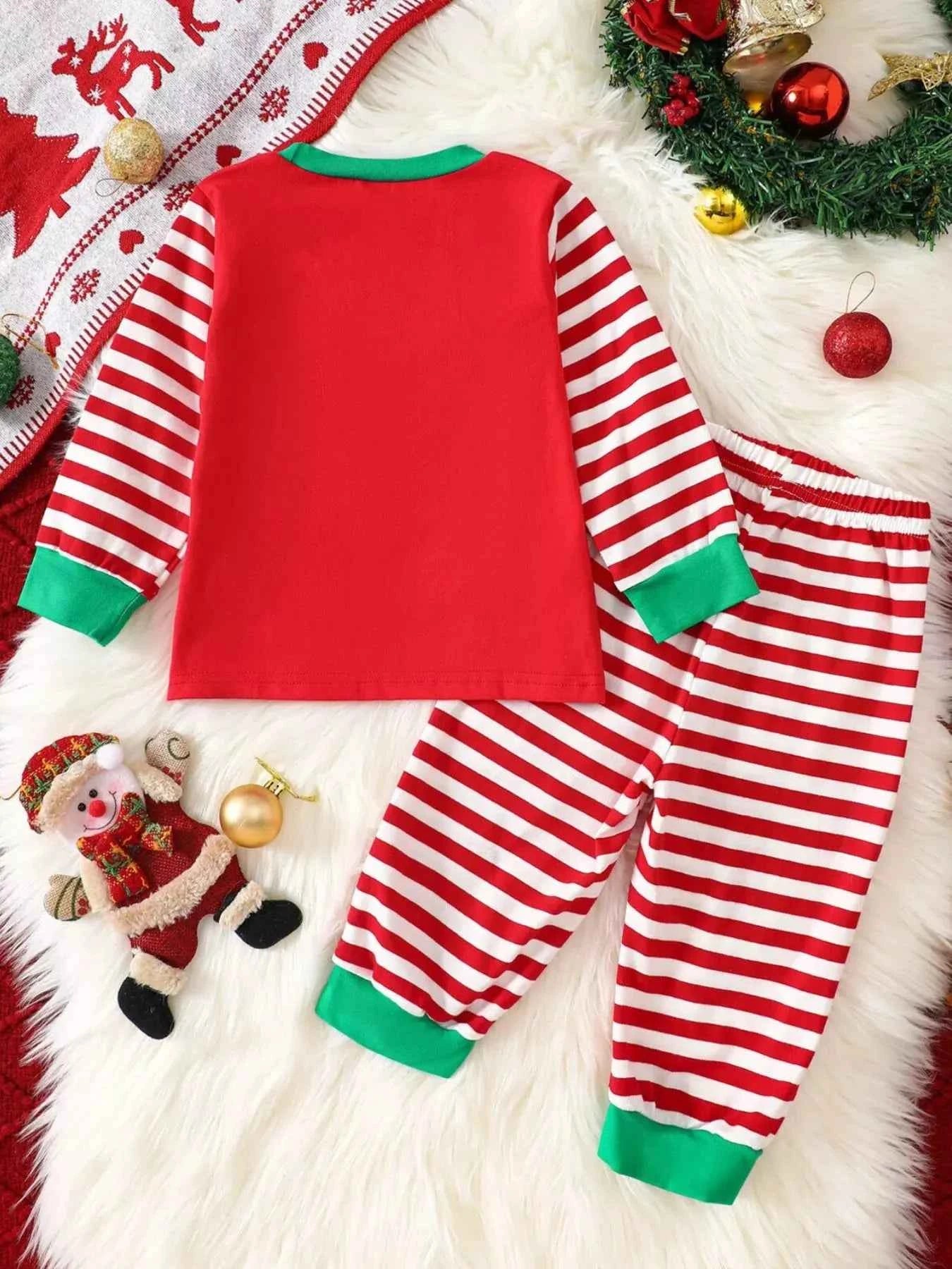 Children's Christmas Pajamas - Reindeer Striped Pajama Set