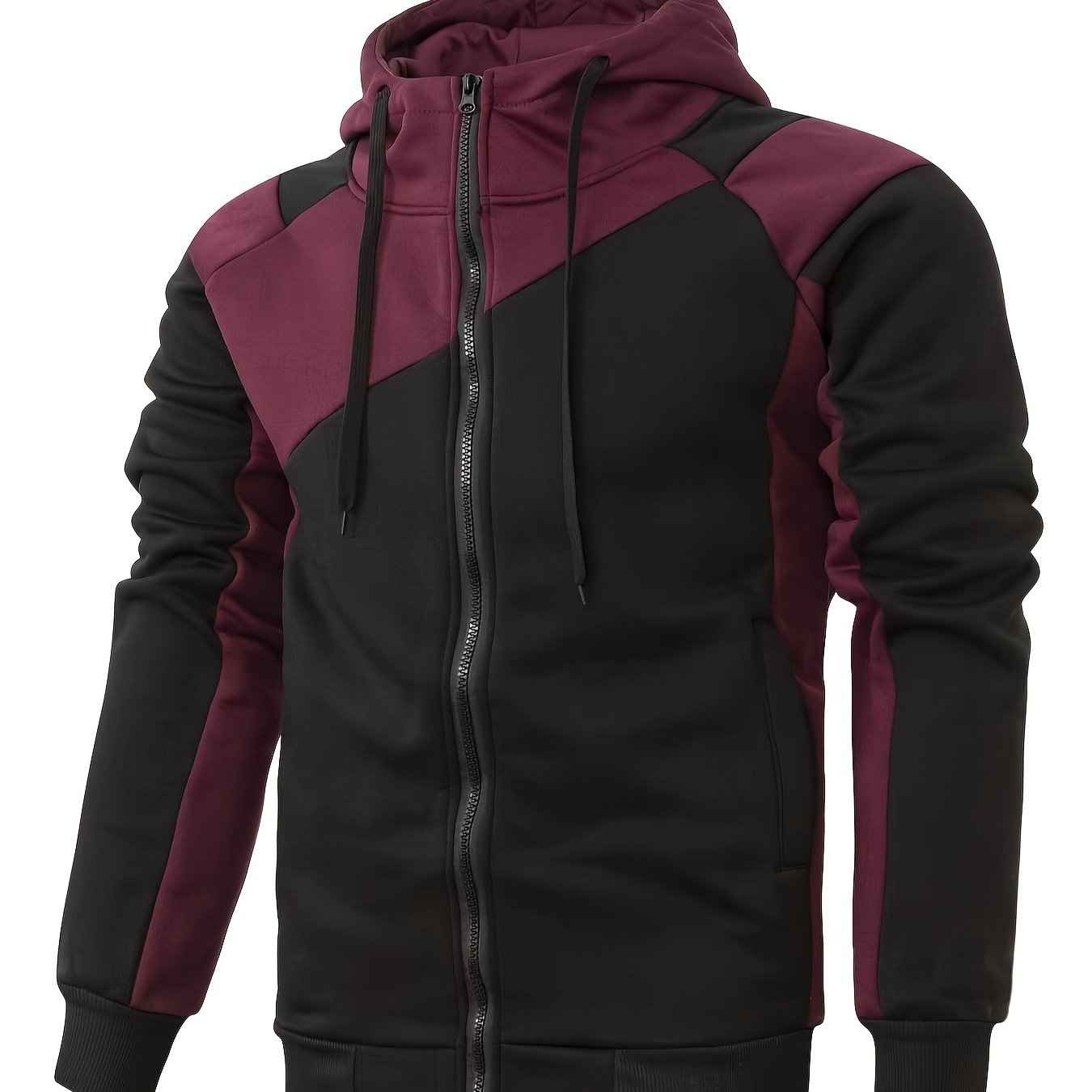 Men's Color Block Zip Up Hoodie Trendy Casual Jacket - Nico`s Store