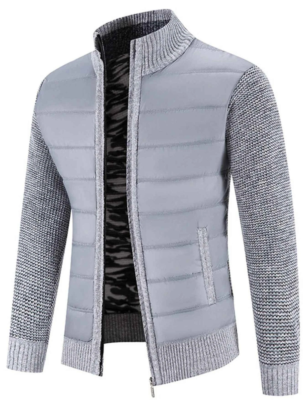 Men's Plus Size Bomber Jacket - Quilted Knit with Stand Collar for Comfort and Style - Nico`s Store