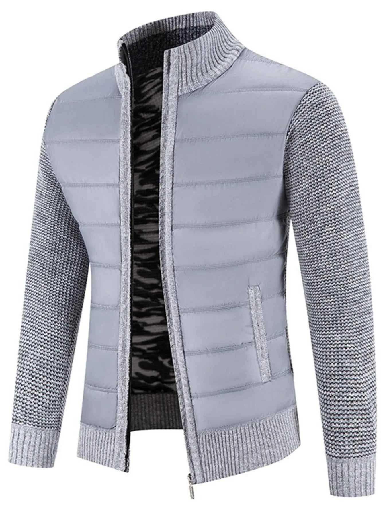 Men's Plus Size Bomber Jacket - Quilted Knit with Stand Collar for Comfort and Style - Nico`s Store
