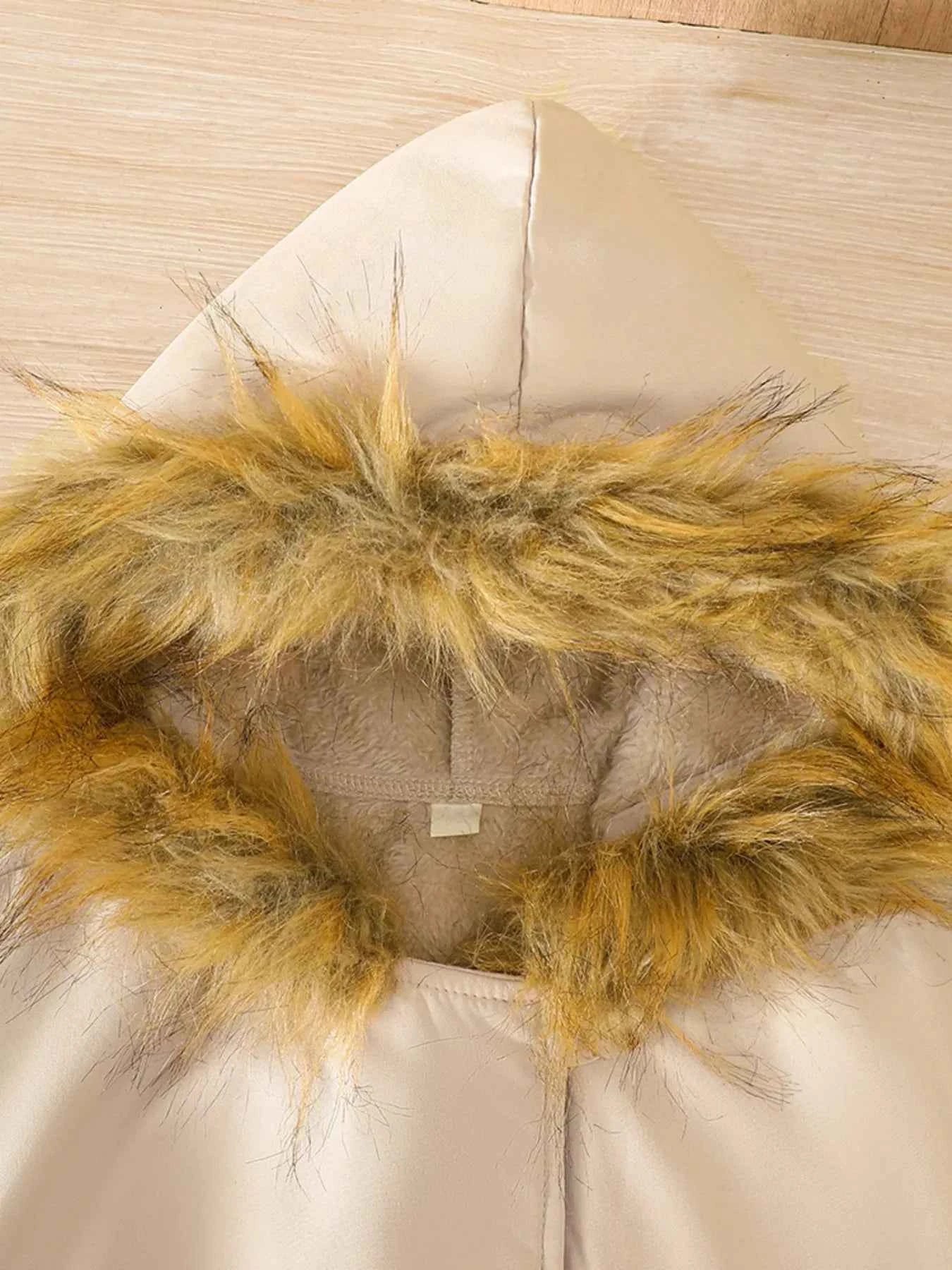 Children's Faux Fur Outerwear with Hood and Tie Waist for Stylish Comfort - Nico`s Store