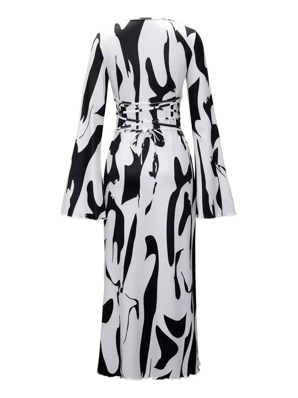 Abstract Print Maxi Dress - Long Sleeve Elegant Fashion Statement - Nico`s Store
