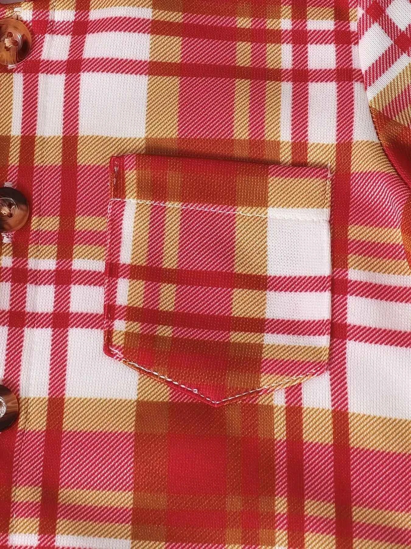 Children's Plaid Hooded Set - Button Up Top & Pants for Kids - Nico`s Store