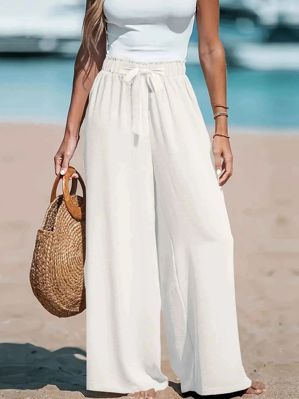 Full Size Wide Leg Pants with Drawstring Waist - Nico`s Store