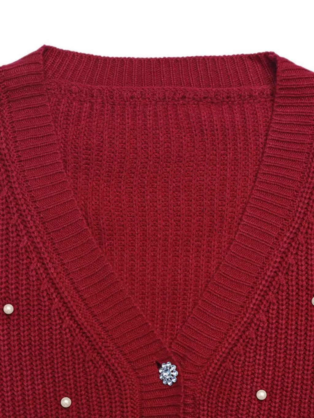 Pearl Embellished Cardigan - Stylish Button Up Design - Nico`s Store