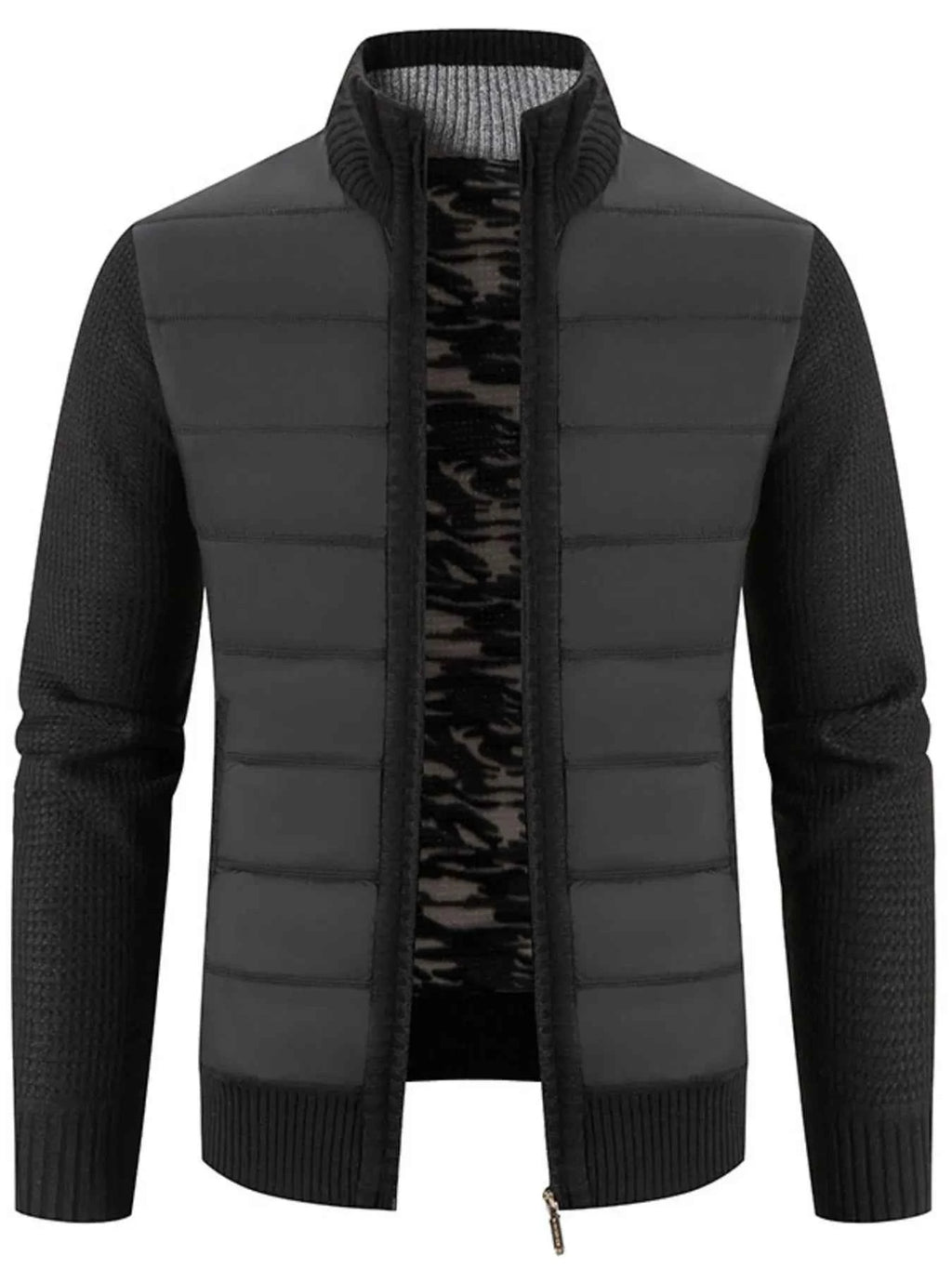 Men's Plus Size Bomber Jacket - Quilted Knit with Stand Collar for Comfort and Style - Nico`s Store