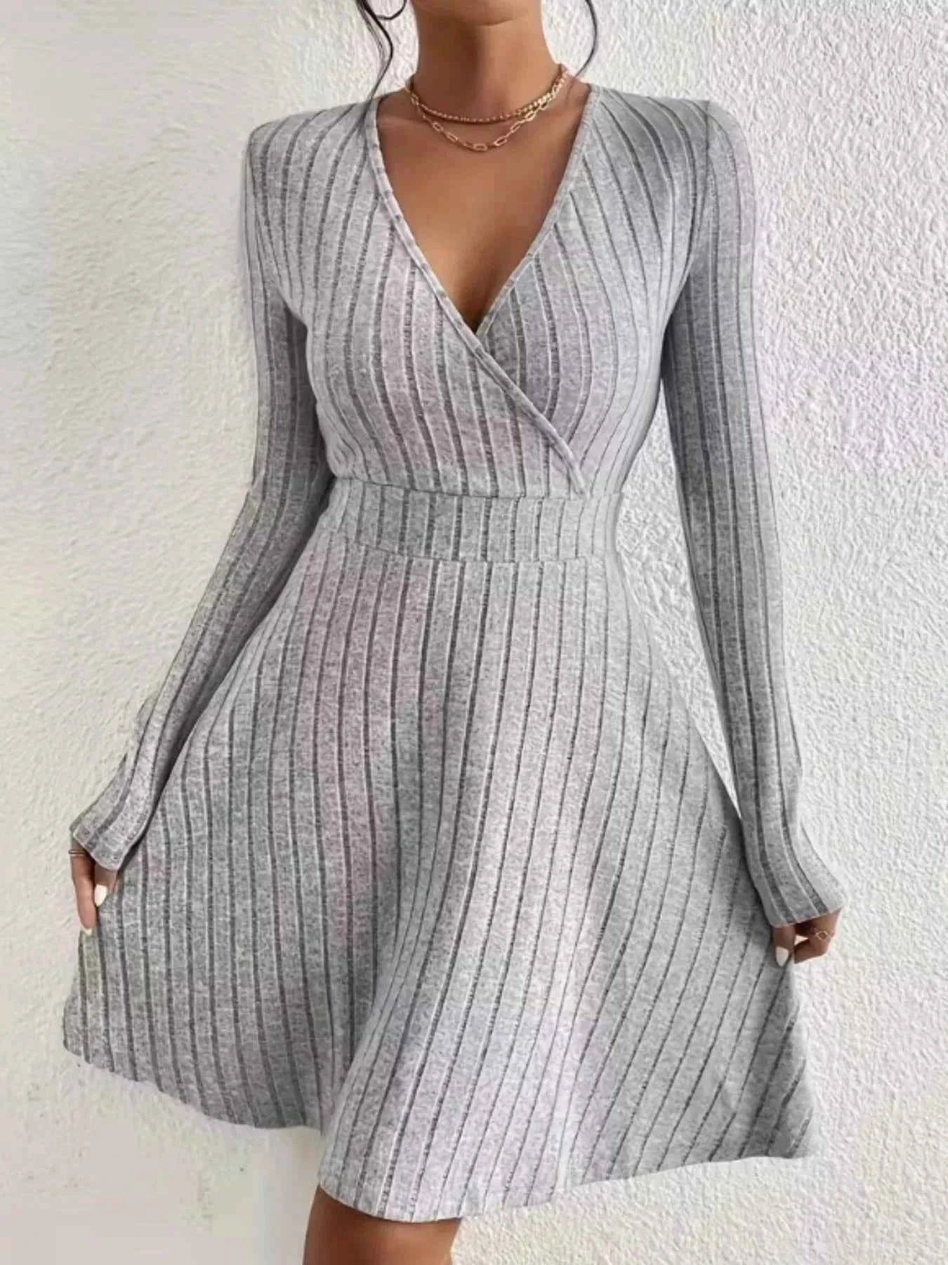 Ribbed Knit Wrap Dress for Effortless Style and Comfort