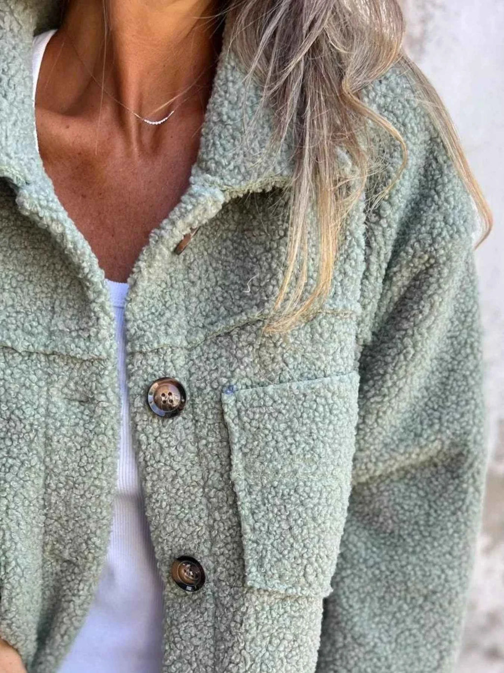 Full Size Plus Size Sherpa Shacket Single-Breasted - Nico`s Store