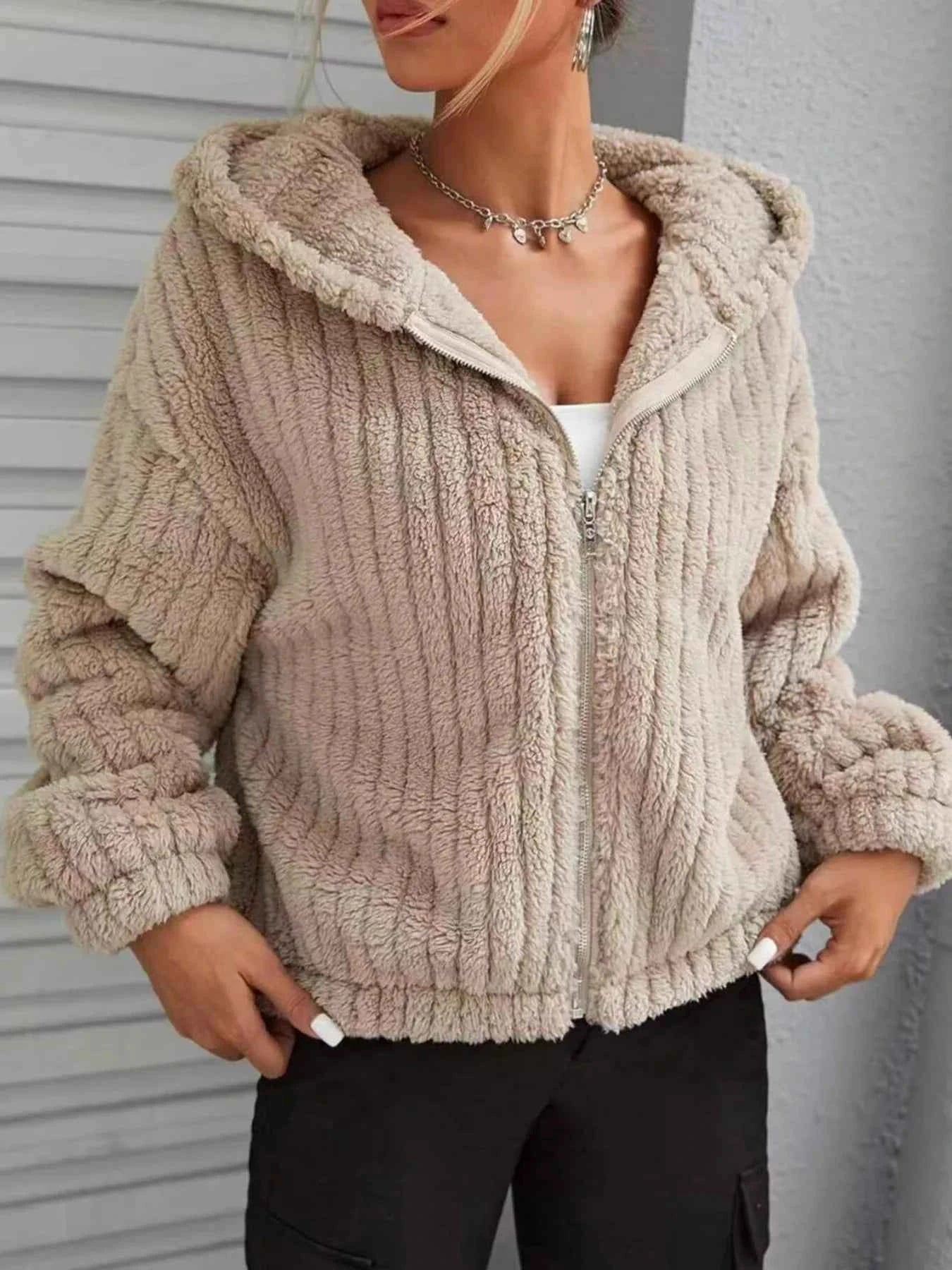 Teddy Bear Ear Hooded Fleece Outerwear - Nico`s Store