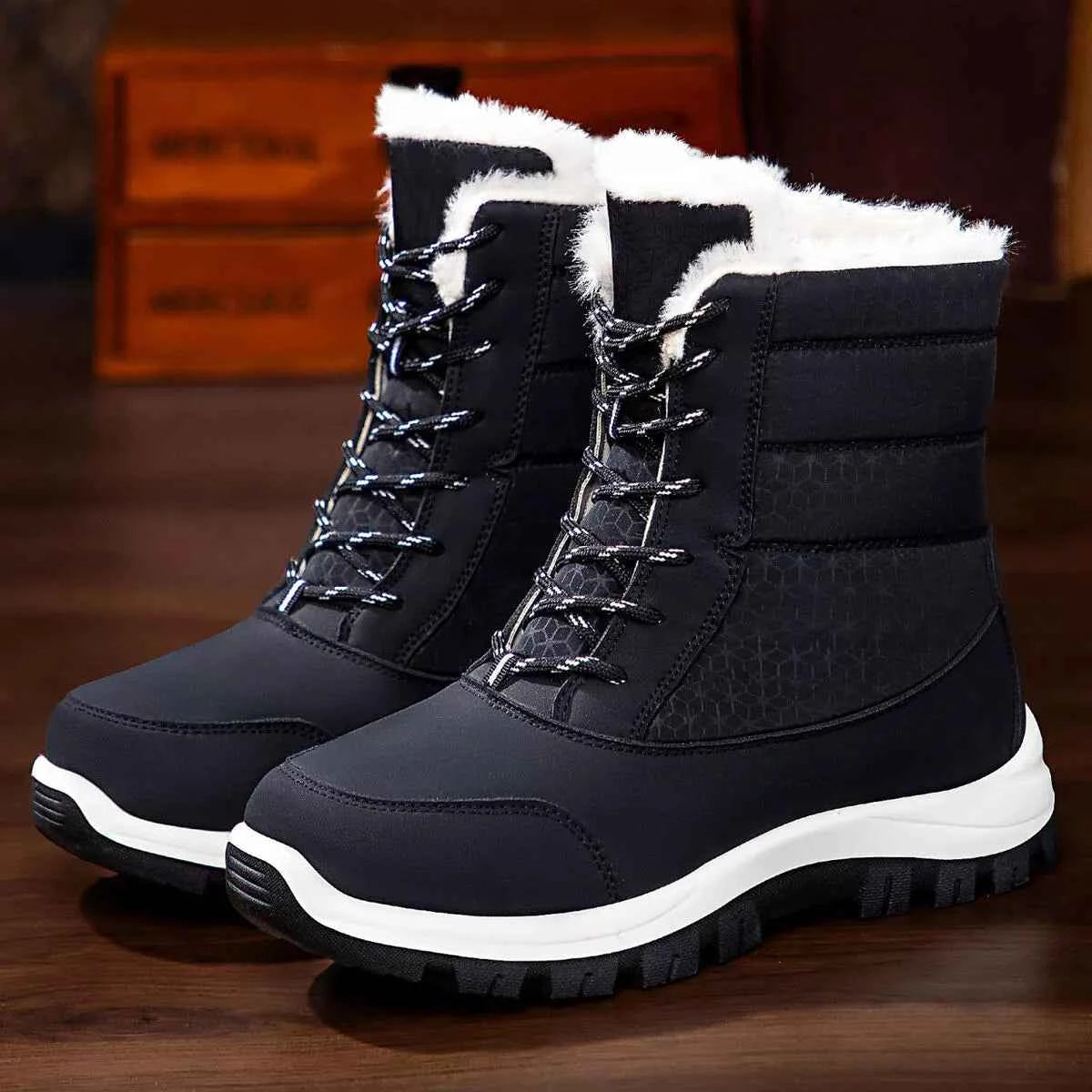 Winter Waterproof Snow Boots with Warm Fur Lining