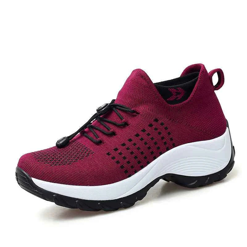 Women's Knit Sneakers with Thick Wedge Sole – Style 1855 - Nico`s Store