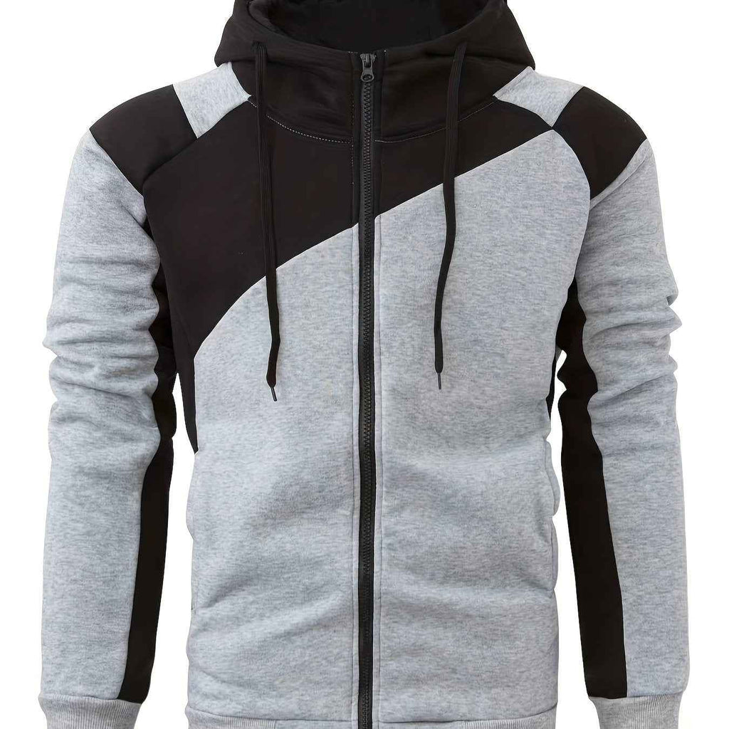 Men's Color Block Zip Up Hoodie Trendy Casual Jacket - Nico`s Store