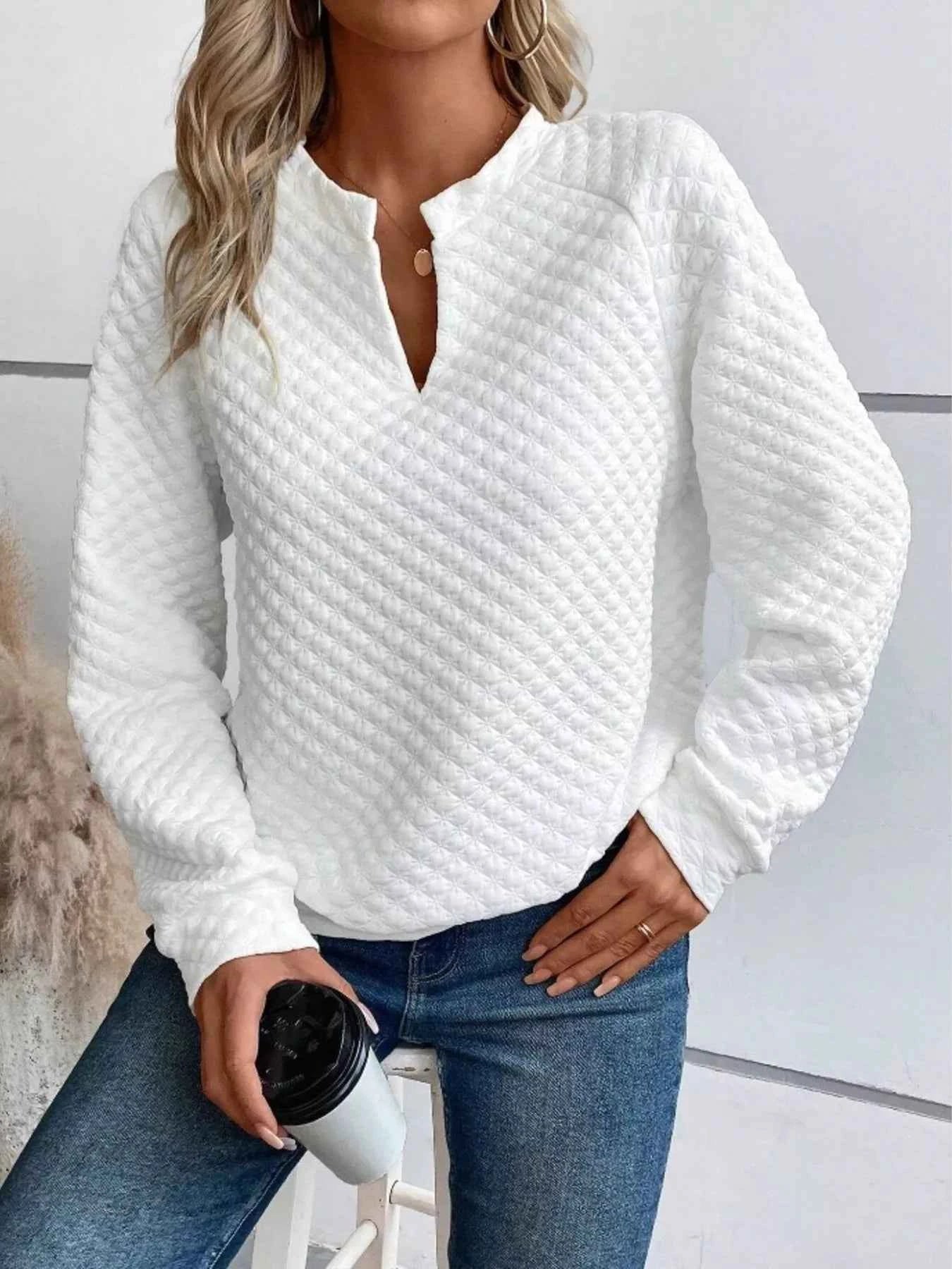 Textured Long Sleeve Sweatshirt for Ultimate Comfort - Nico`s Store